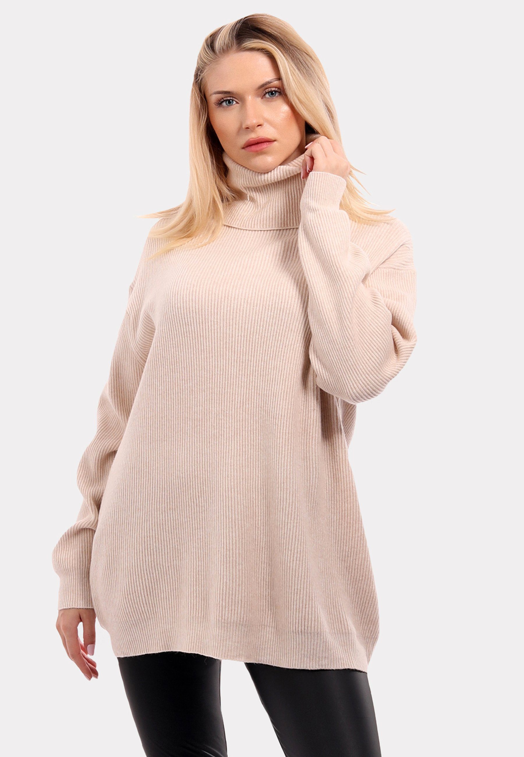 "Chic Unifarbe Turtleneck Sweater " Style YC Fashion & (1-tlg) wollweiß Rollkragenpullover in