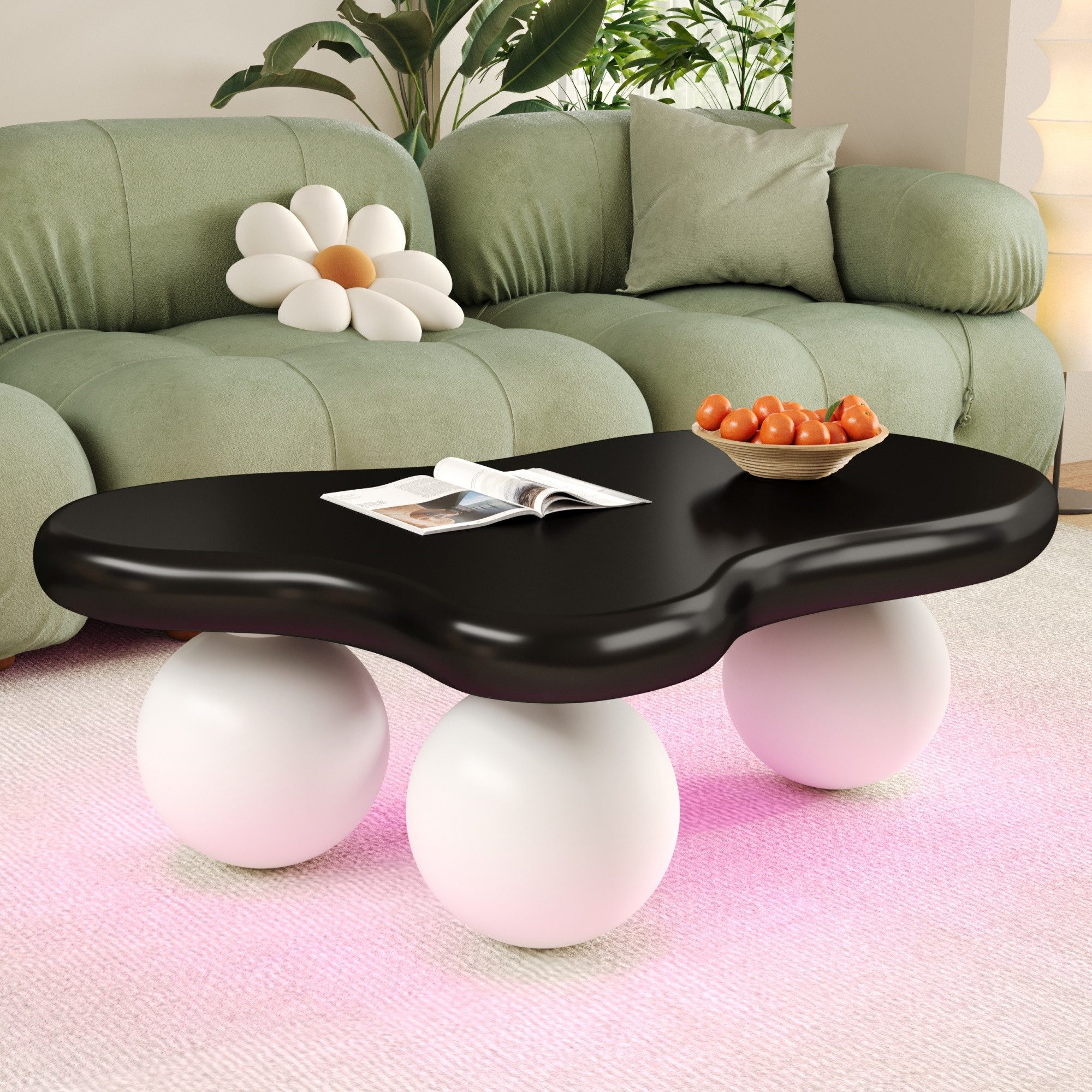 Merax Couchtisch in Wolkenform Sofatisch mit LED inkl.16 Farben (1-St), Wohnzimmertisch Beistelltisch mit Abgerundete Ecken, 95x62,5x32cm