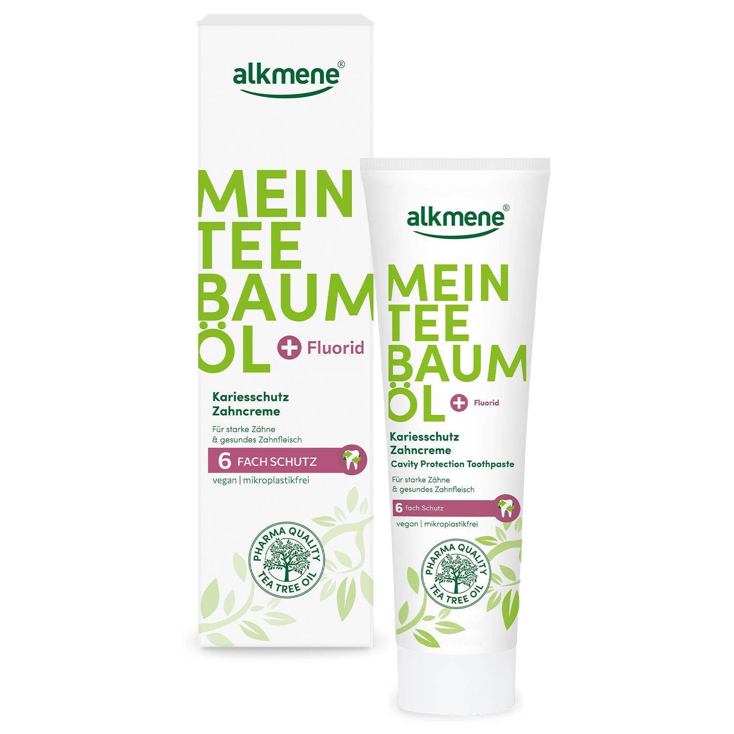 alkmene Zahnpasta Teebaumöl Kariesschutz Zahncreme mit 6fach Schutz - Zahnpasta vegan, (1-St)