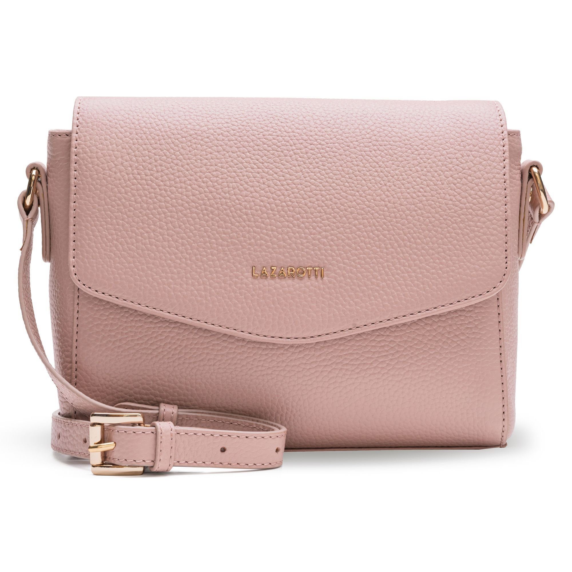 Umhängetasche Bologna Leather, Leder Lazarotti pink