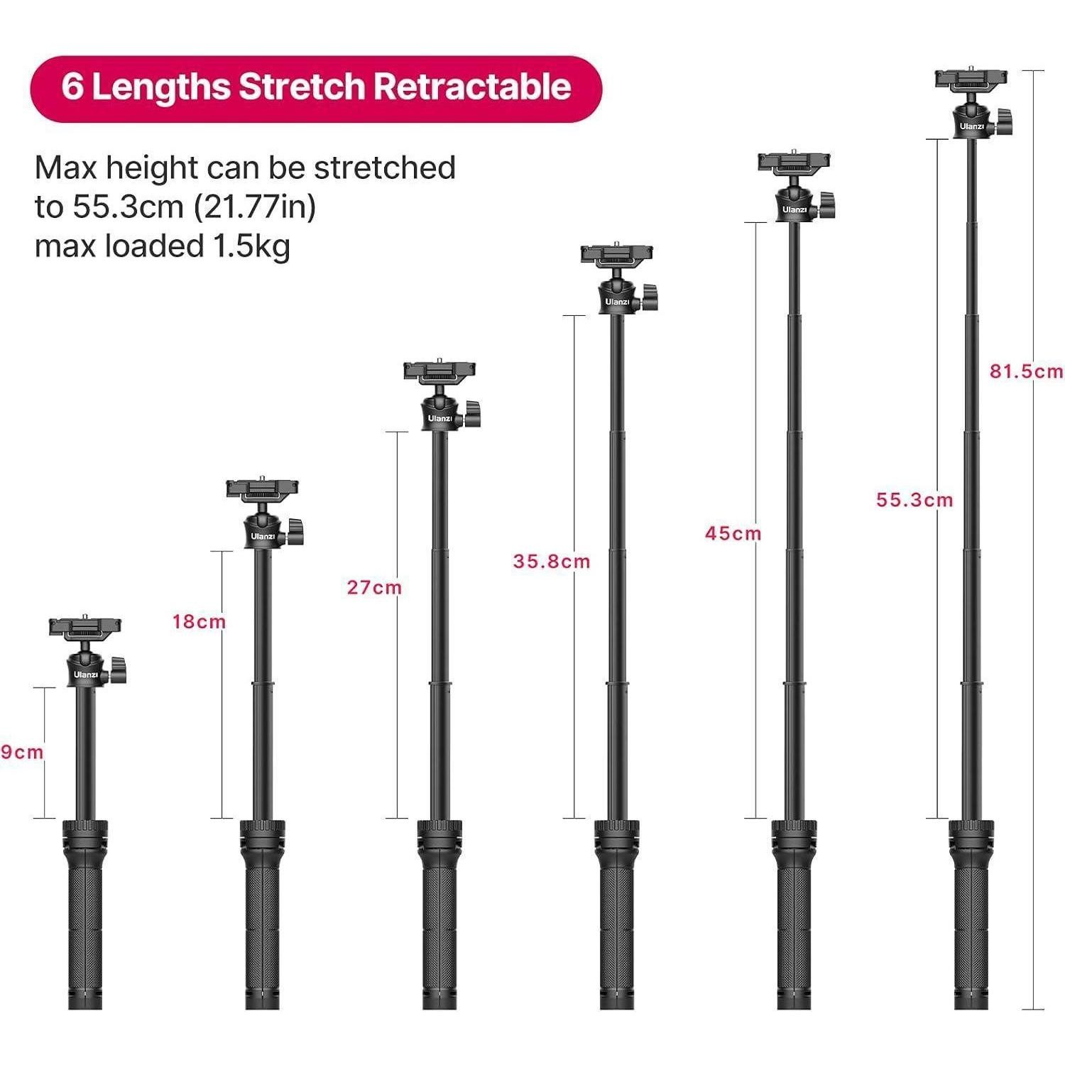 LuxusKollektion Handy Stativ 10 Zoll 32cm Mini Smartphone Selfie Stick 360° Drehung Ministativ