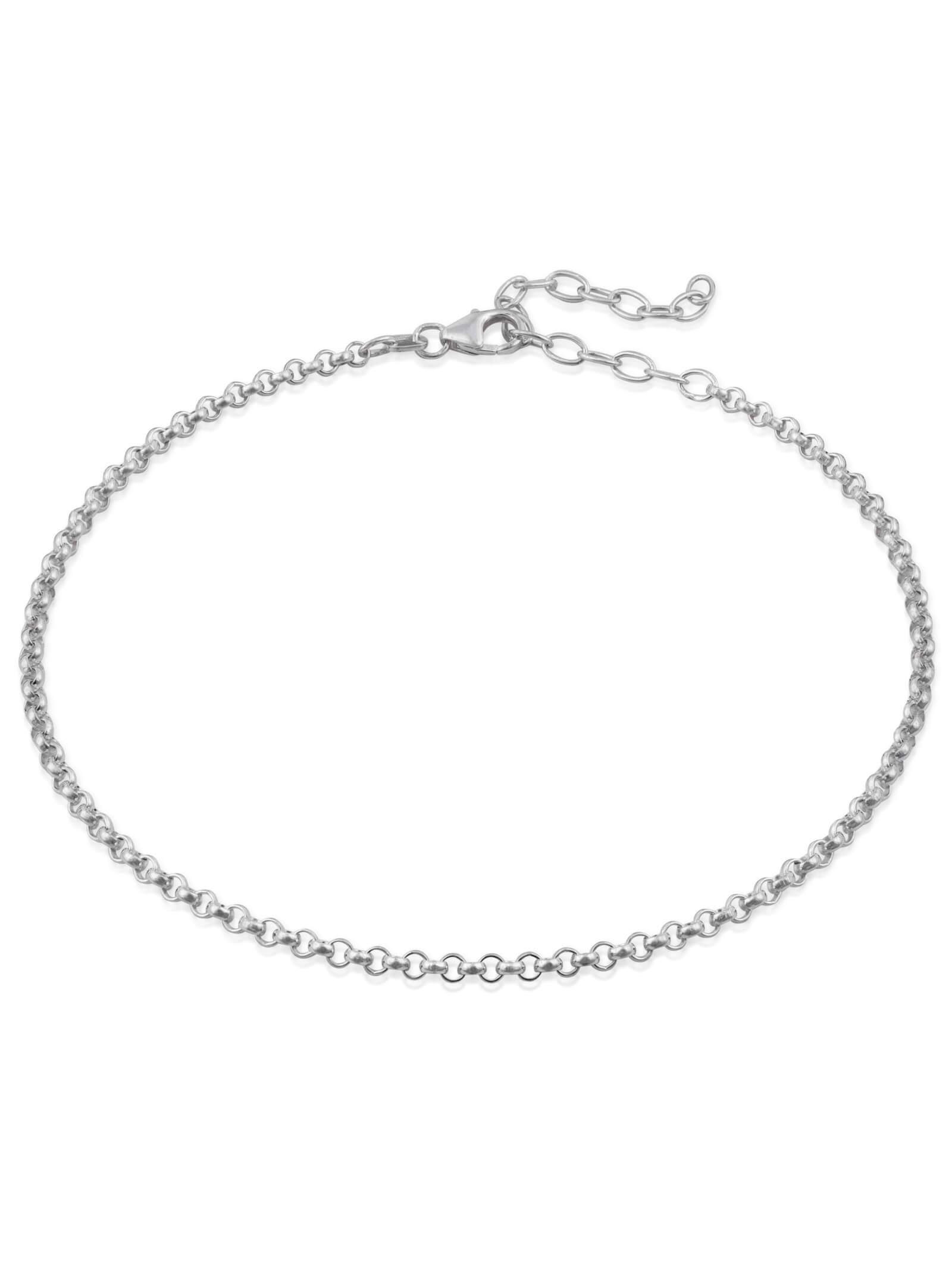 modabilé Fußkette Fußkettchen Erbskette mit Verlängerung, 23cm - 28cm, 2,5mm breit, Frauen, Sterling Silber 925, Made in Germany
