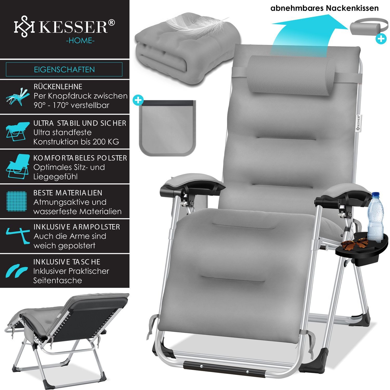KESSER Gartenliege, Sonnenliege Liegestuhl Klappbar + günstig online kaufen