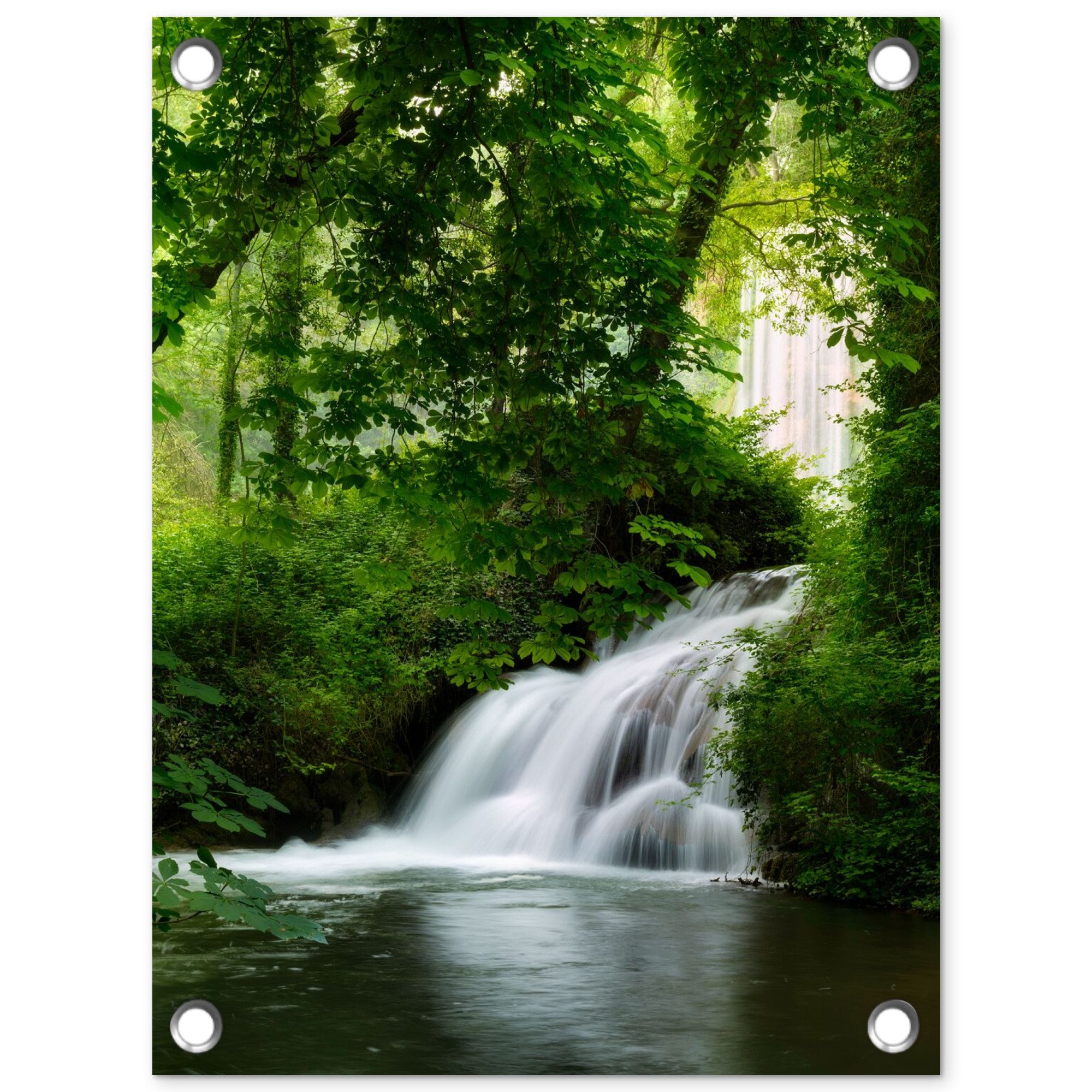 OnlyWow Poster für Garten Wasserfall - Natur - Grün, Gartenposter, Outdoor Bilder, Gartendeko für draußen, 30x40 cm