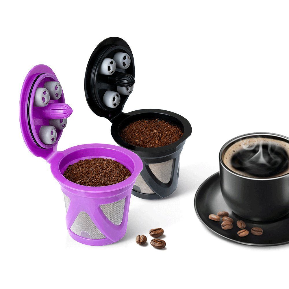 Blusmart Handfilter Praktischer Kaffeekapsel-Filterbecher Langlebigem Rostfreiem, purple Aus