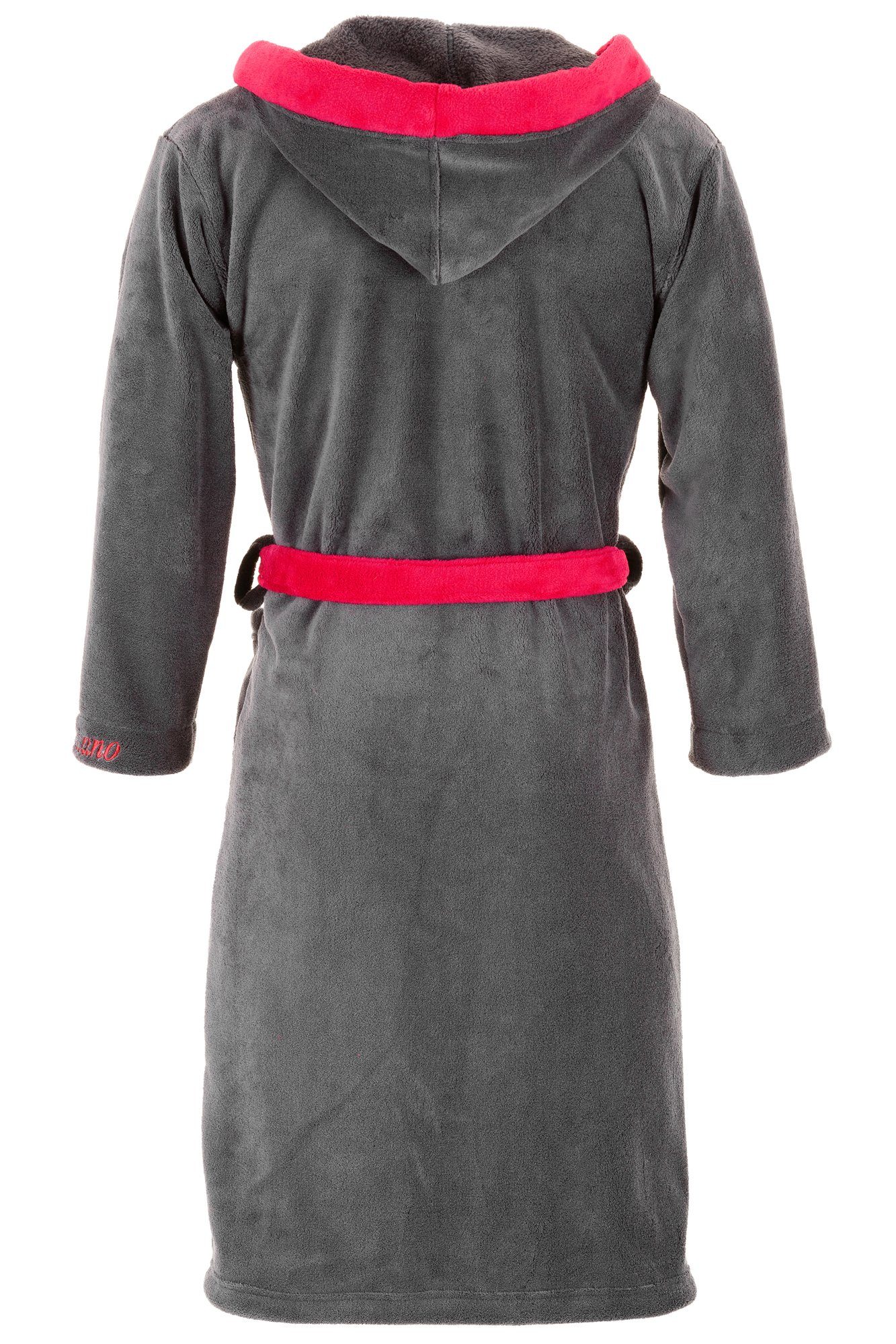 Di Ficchiano Bademantel Di Ficchiano Herren Bademantel MONZA mit Kapuze, wadenlang, Polyester, Weitenverstellung, Bindegürtel