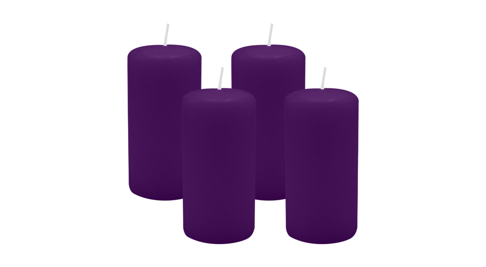 Kopschitz Kerzen Stumpenkerze 4er Set Stumpenkerzen/Adventskranzkerzen Violett Ø 50 x 100 mm