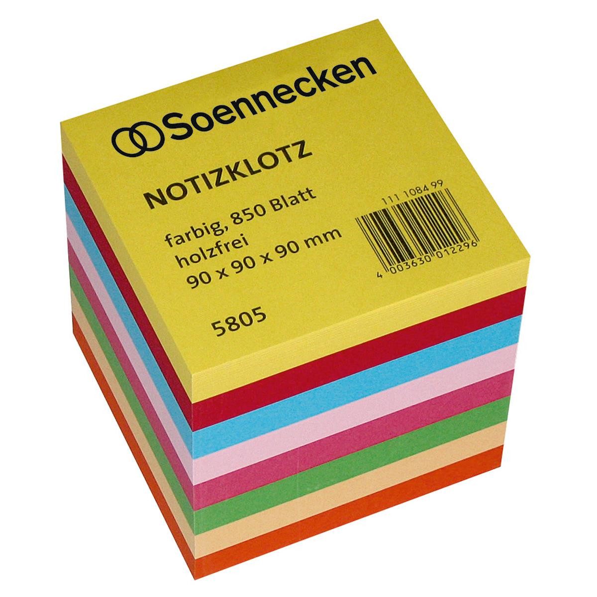 Soennecken Notizblock Soennecken Notizklotz 5805 9x9x9cm 850Blatt farbig sortiert