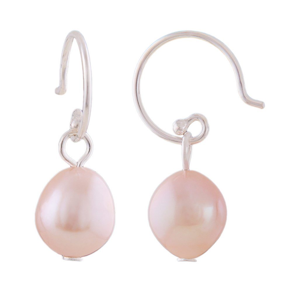 Gallay Paar Ohrhaken Ohrhaken Ohrring 24x9mm Süßwasserzuchtperle roséfarben Silber 925 | Ohrhaken
