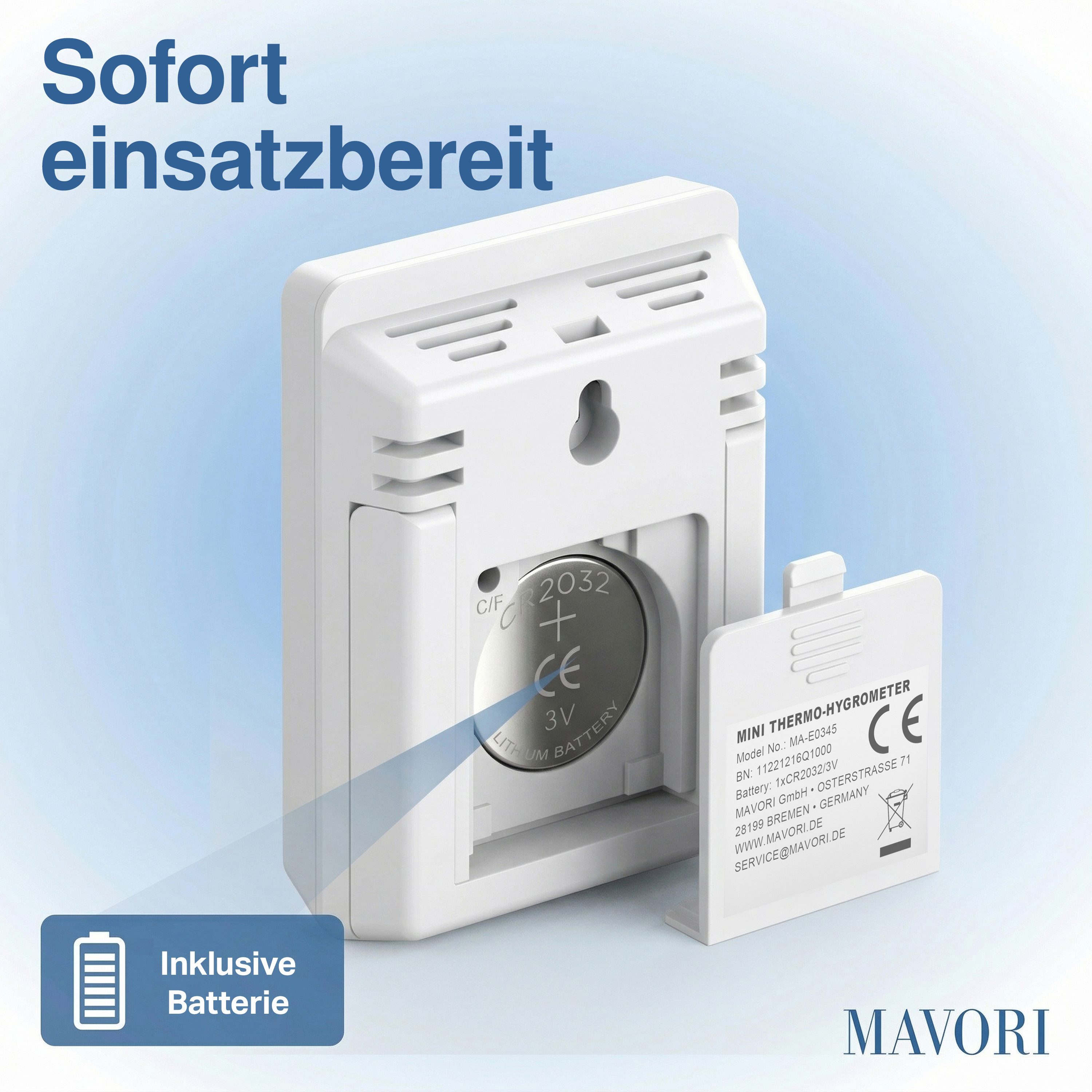 MAVORI Hygrometer und Thermometer digital mit sehr präzisen Messwerten, (1-St), Thermometer mit Luftfeuchtigkeit