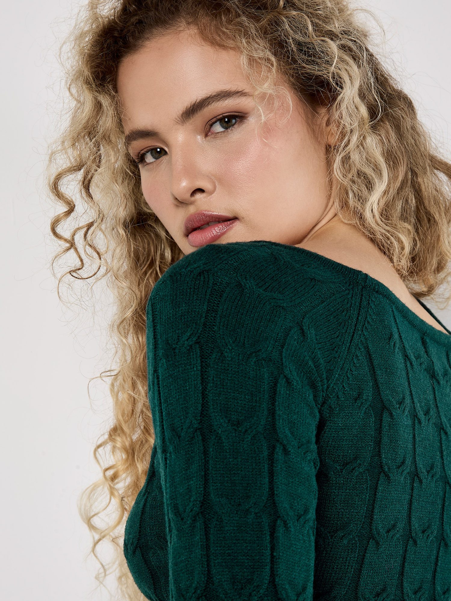 Apricot Strickpullover Cropped Pullover mit Zopfmuster