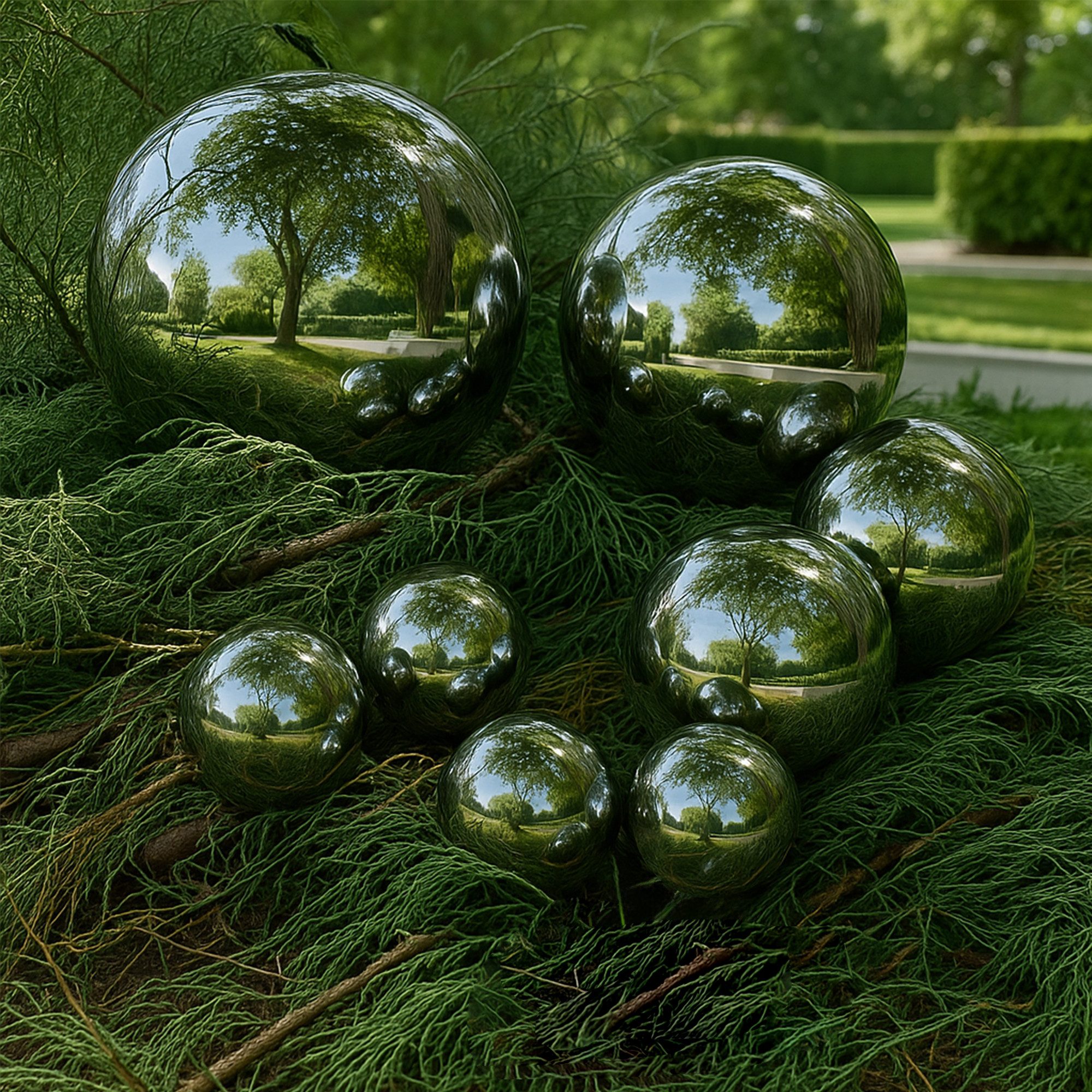 Köhko Dekokugel 8er Set Mattkugeln Dekokugeln Edelstahlkugel Gartenkugeln Teichkugeln