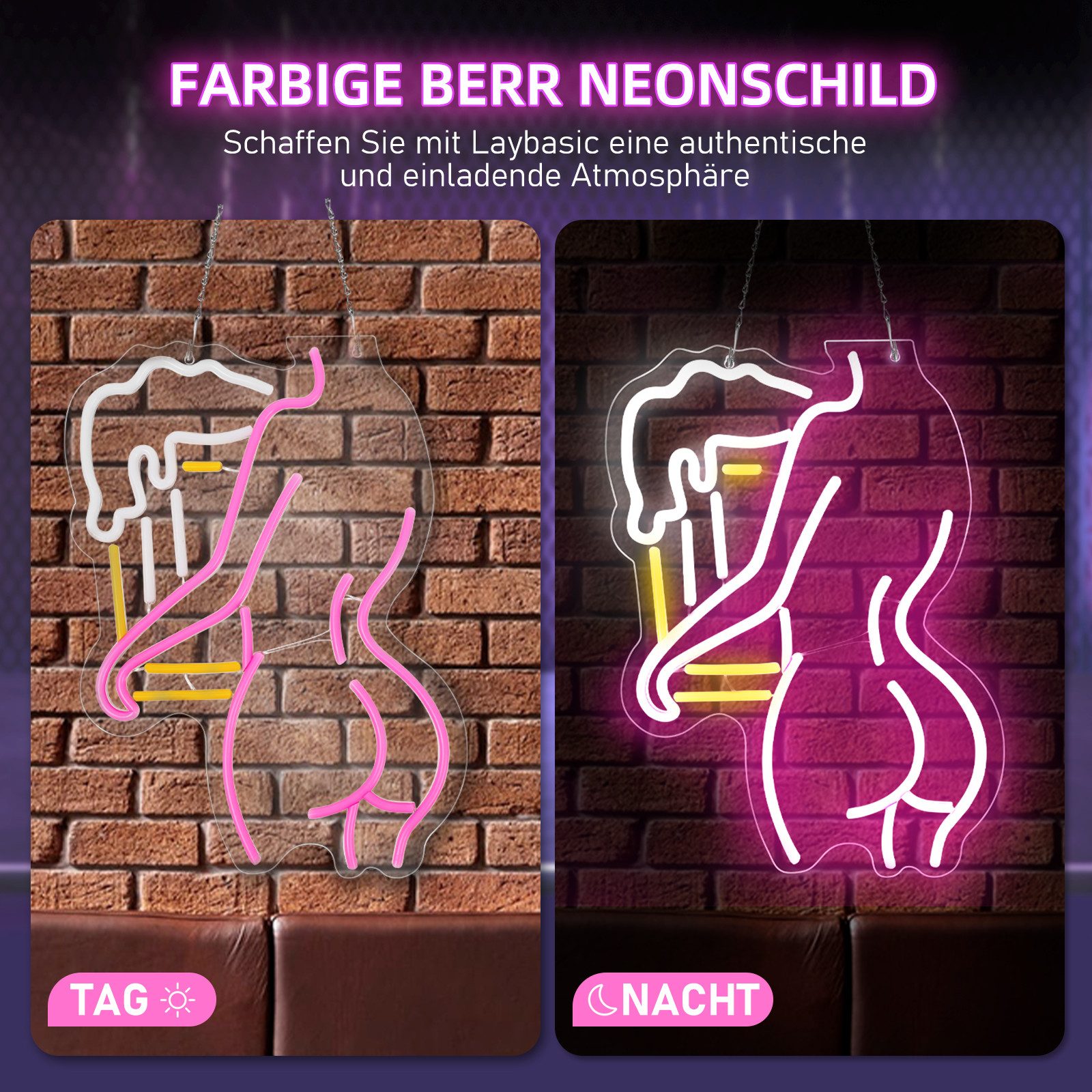 Laybasic Nachtlicht Beer Neon Schilder, 6 Helligkeit Einstellen, USB Batter günstig online kaufen