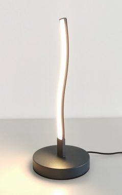 TRANGO LED Tischleuchte, 1er Pack 2017-91A Design Deko-Tischleuchte wellenförmige in Anthrazit-Schwarz *WAVE* Lichtleiste Tischlampe Nachttischlampe Lampe 5 Watt, 400 Lumen LED Leuchtmittel 3000K warmweiß