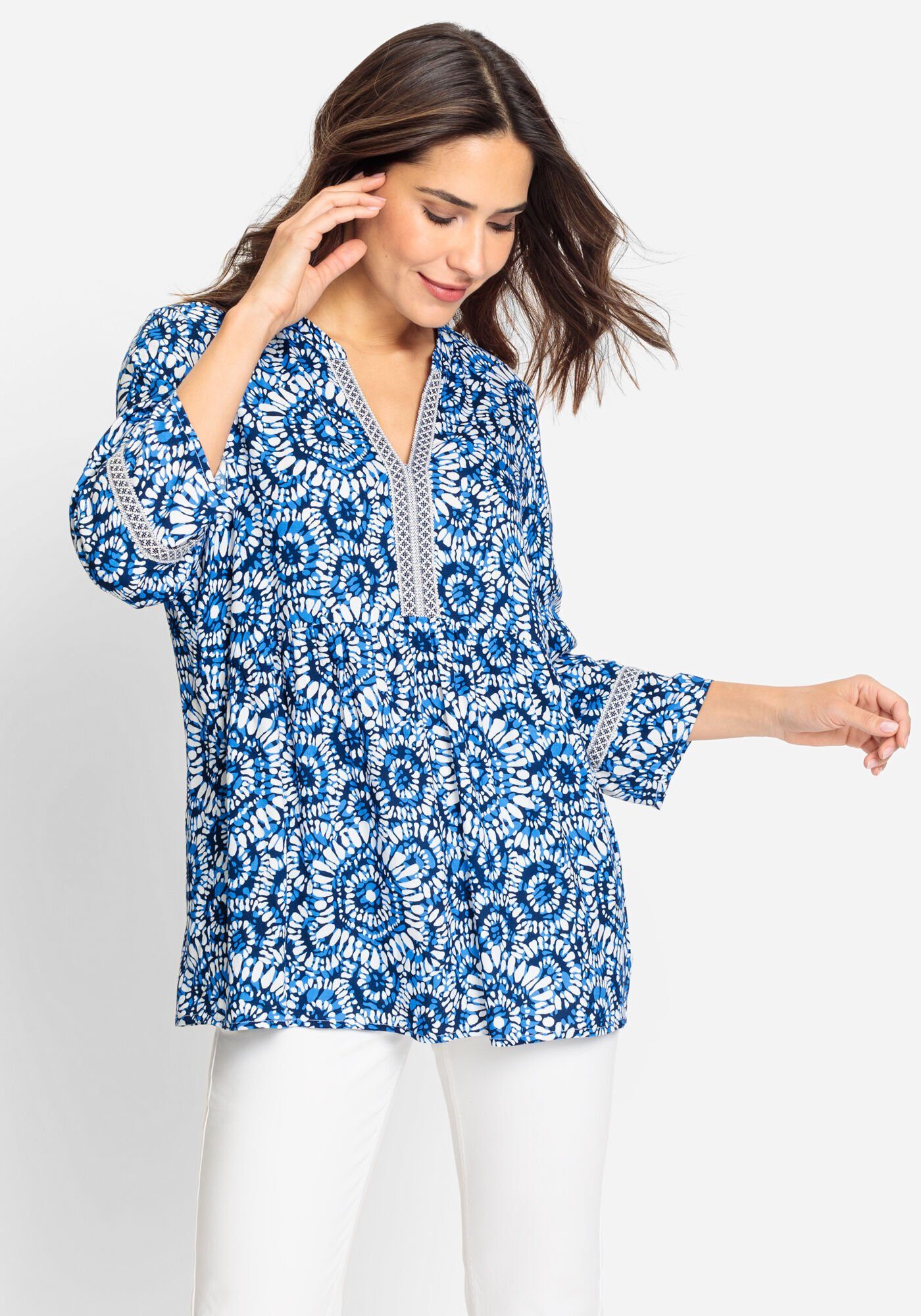 Olsen Tunika mit Allover-Batik-Print