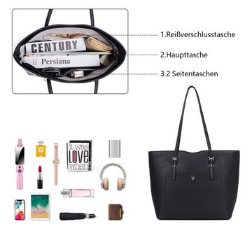 TAN.TOMI Handtasche Damen Handtasche Tote Shopper Groß Schultertasche Umhängetasche (3-tlg), Abendtasche Clutch Tasche 3-Tlg für Büro Schule Einkauf Reise Geschenk