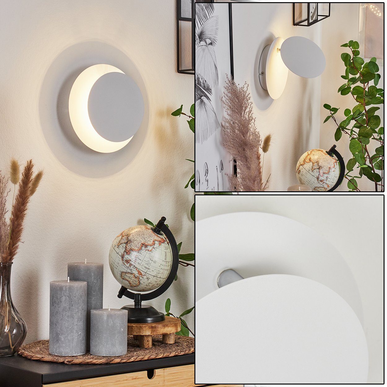 hofstein Wandleuchte »Cataeggio« Wandlampe aus Metall in Weiß/Chromfarben, 3000 Kelvin, verstellbare LED Leuchte mit Lichteffekten, LED, 430 Lumen