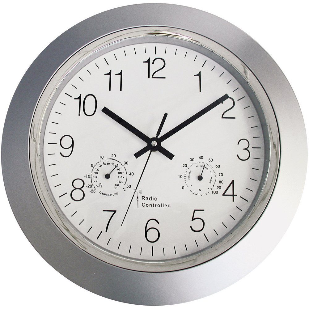 EUROTIME Wanduhr EUROTIME 56004 Funk Wanduhr 34 cm x 50 mm Silber