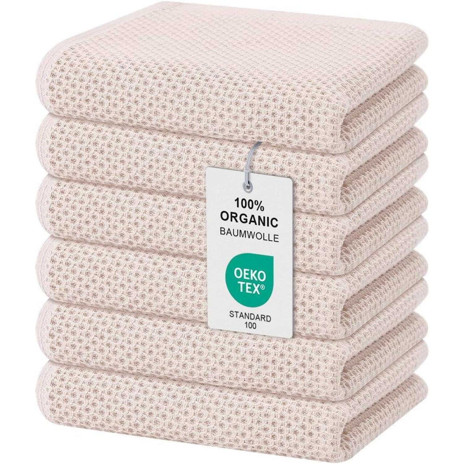 LuxusKollektion Geschirrtuch Geschirrtücher 100% Baumwolle 6er Set 32 x 72 cm Beige