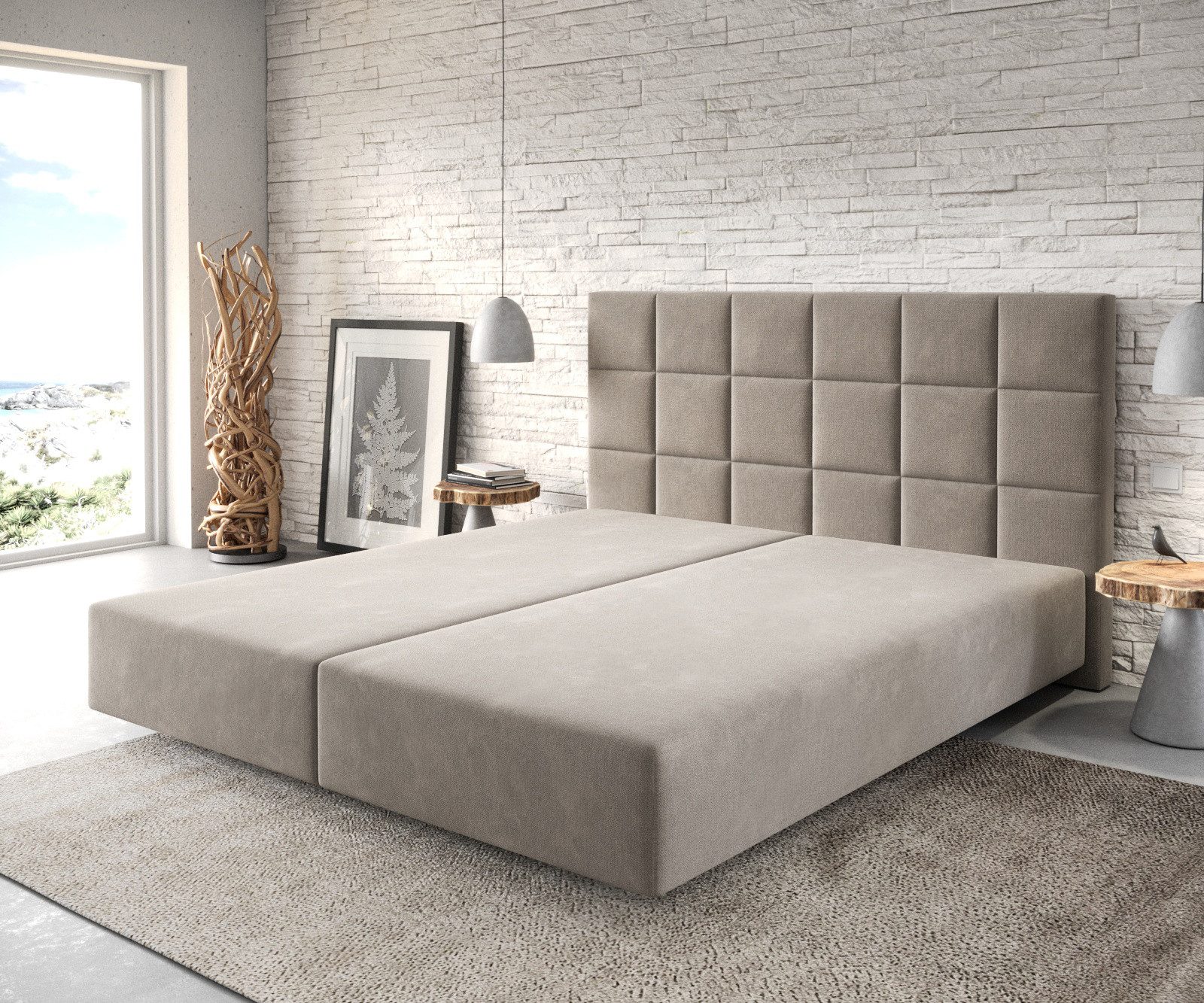 DELIFE Bettgestell Dream-Fine, Mikrofaser Beige 180x200 cm