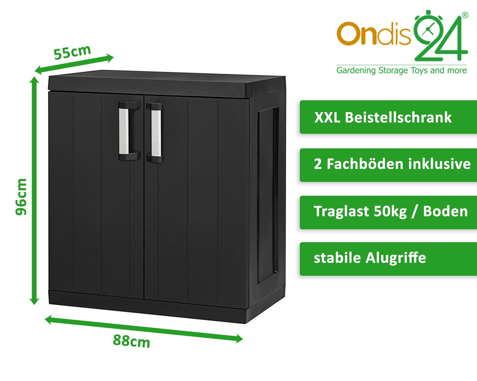 ONDIS24 Mehrzweckschrank Kunststoffschrank HERO XXL Haushaltschrank schwarz günstig online kaufen