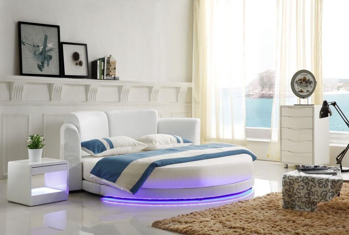 JVmoebel LED Rundbett Made Betten Doppelbett (1-tlg., in Bett), 1x Ehebett Europa Designer Polsterbett Rundbett Bett