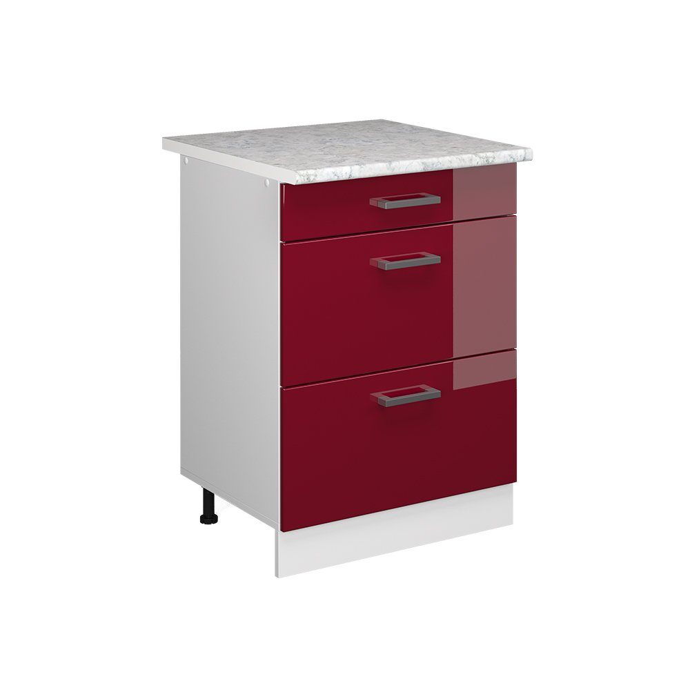 Vicco Unterschrank R-Line, Bordeaux Hochglanz/Weiß, 60cm günstig online kaufen
