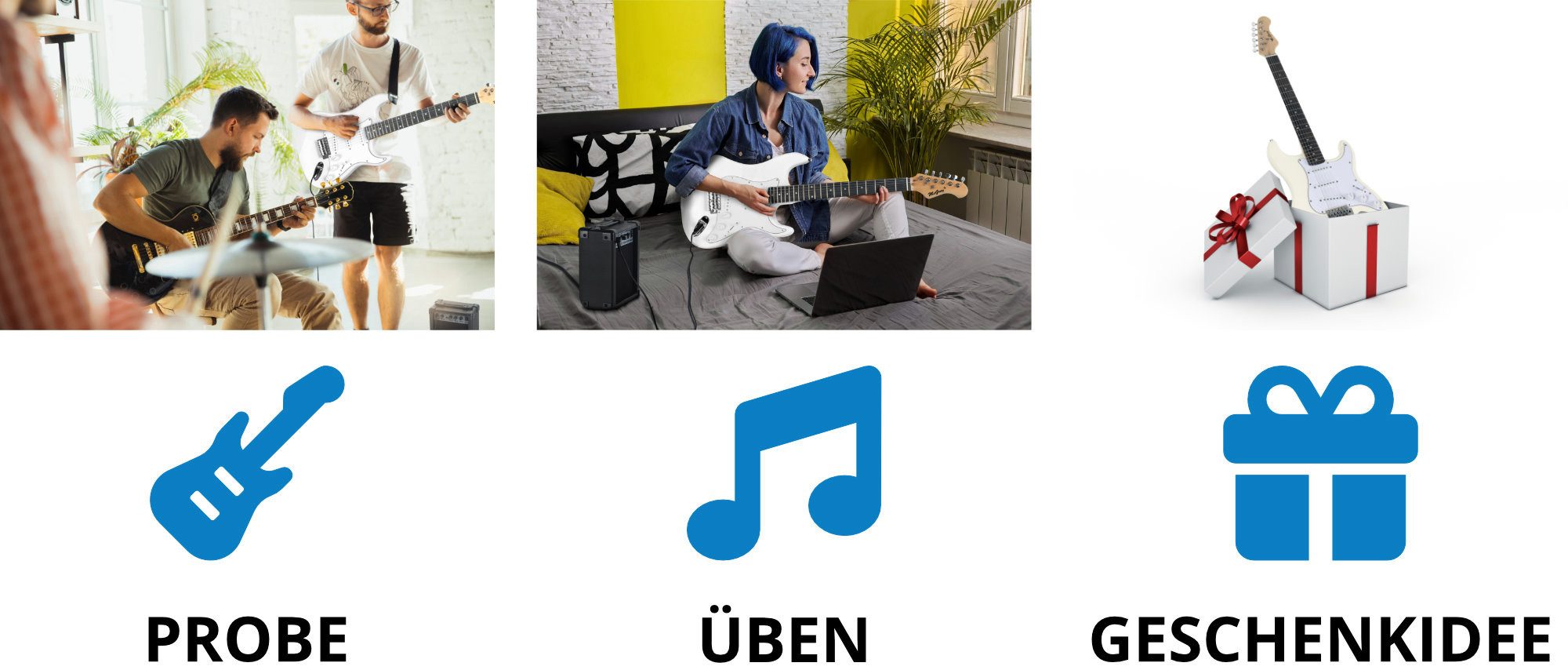 McGrey E-Gitarre Rockit elektrische Gitarre, ST-Style, Komplettset 4/4, 8-St., inkl. Verstärker, Tasche, Stimmgerät, Plektren, Gurt und Kabel, 10 Watt (RMS) Gitarrenverstärker inklusive!