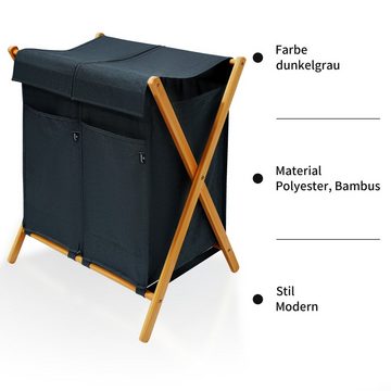 AdelDream Wäschekorb Bambus,Wäschesammler für Schmutzwäsche Wäsche Sortiersystem