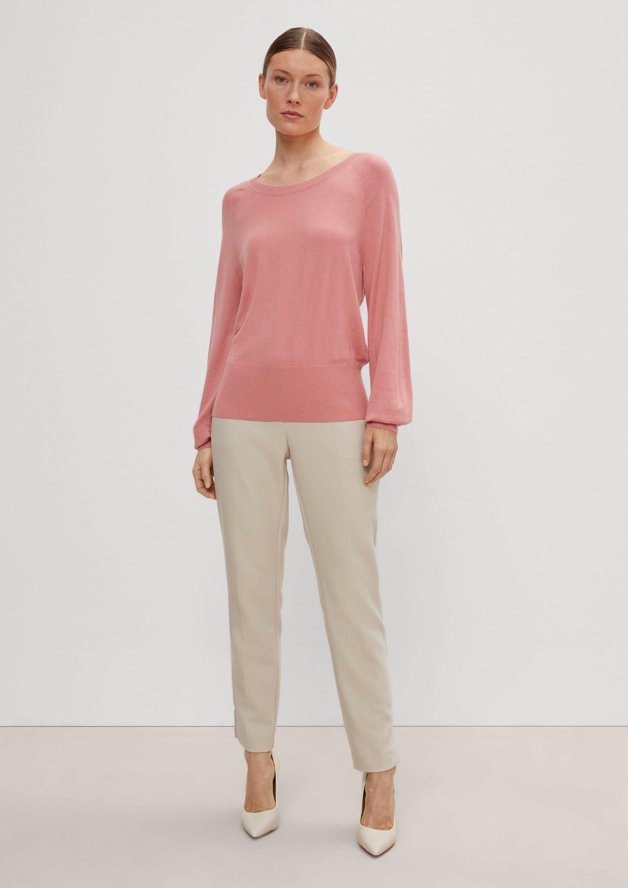 Comma Kaschmir mit Langarmshirt rosa Pullover
