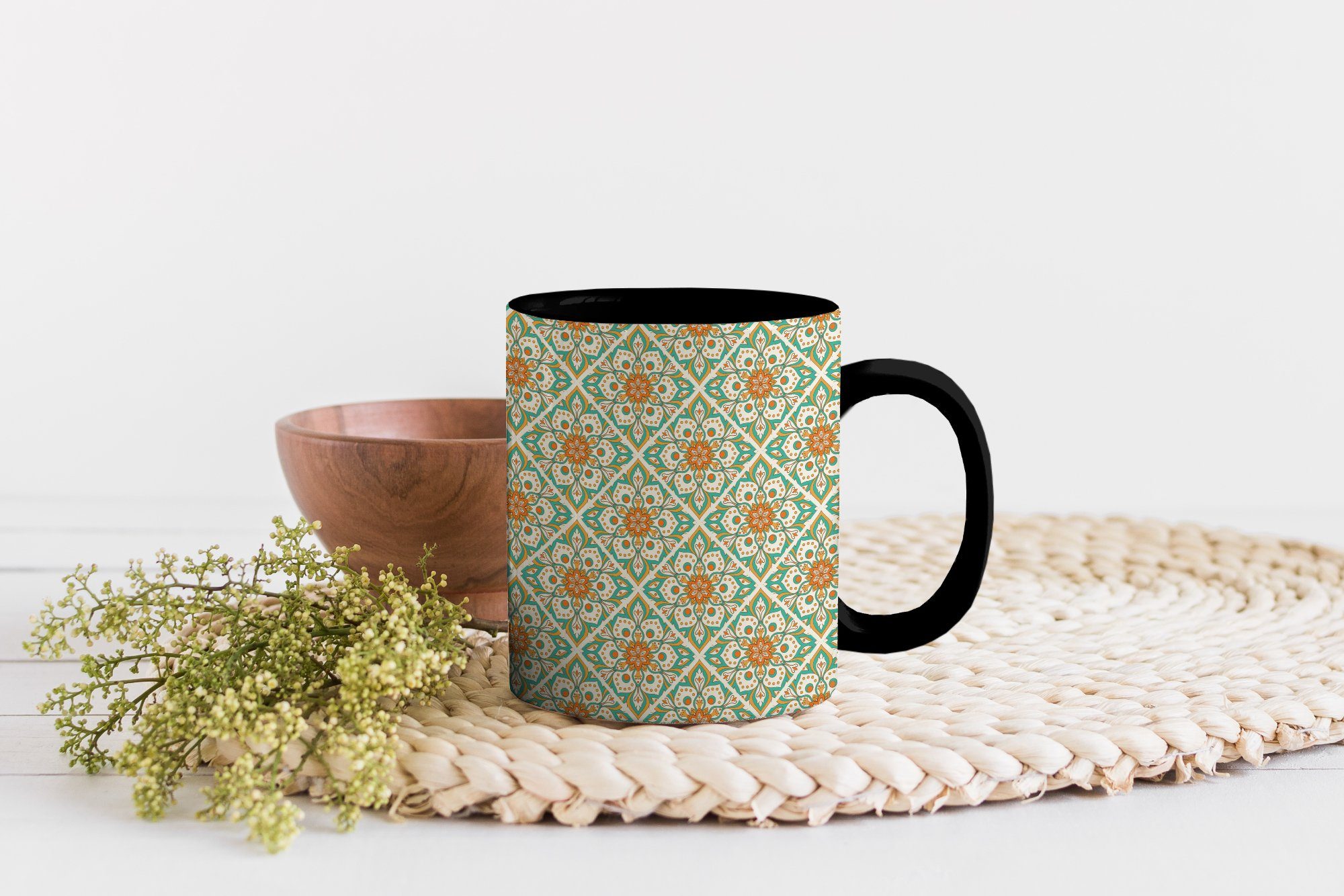 MuchoWow Tasse Vintage Keramik, - Bohème Kaffeetassen, Teetasse, Zaubertasse, - Farbwechsel, - Muster Geschenk Mandala