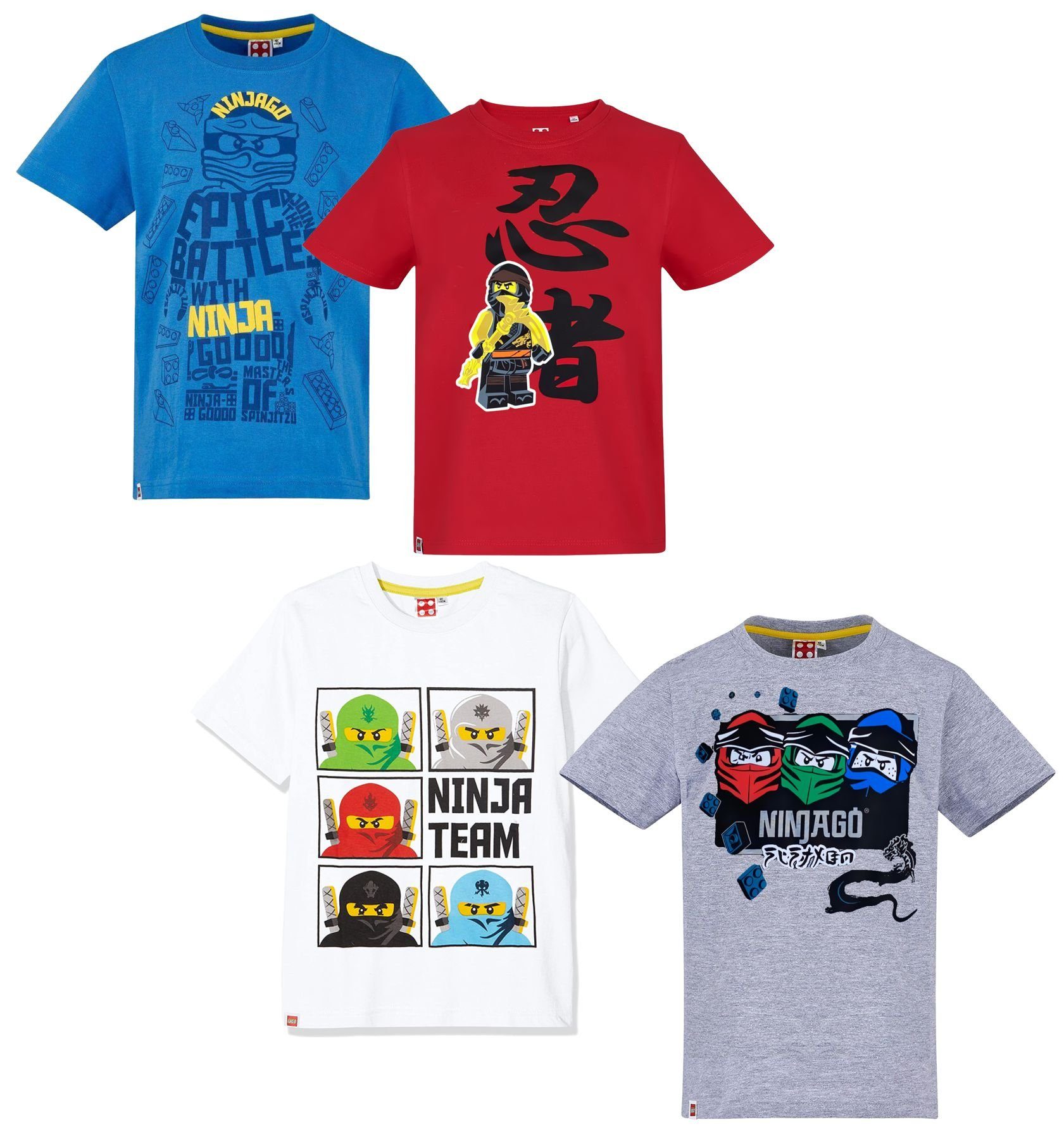 LEGO® T-Shirt »Lego® Ninjago T-Shirt Jungen + Mädchen Blau Rot Weiß Gr.104  116 128 140 entspricht 4 6 8 10 Jahre«