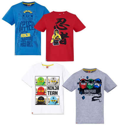 LEGO® T-Shirt »Lego® Ninjago T-Shirt Jungen + Mädchen Blau Rot Weiß Gr.104 116 128 140 entspricht 4 6 8 10 Jahre«