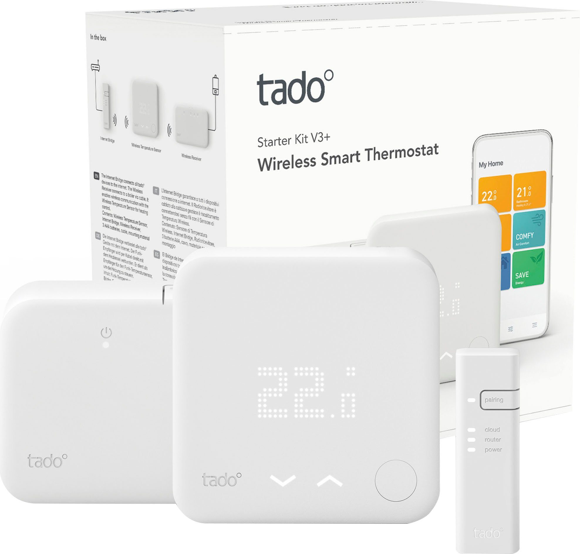 Tado Heizkörperthermostat Starter Kit - Smartes Thermostat V3+ (Funk) für Heizthermen
