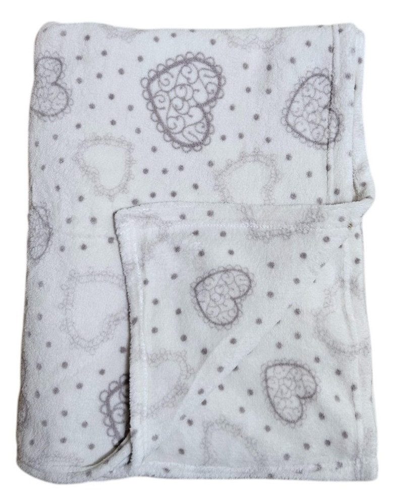 Wohndecke Kuscheldecke Decke Tagesdecke Herzen 150x200 cm Creme Grau Beige Rot, Meinposten