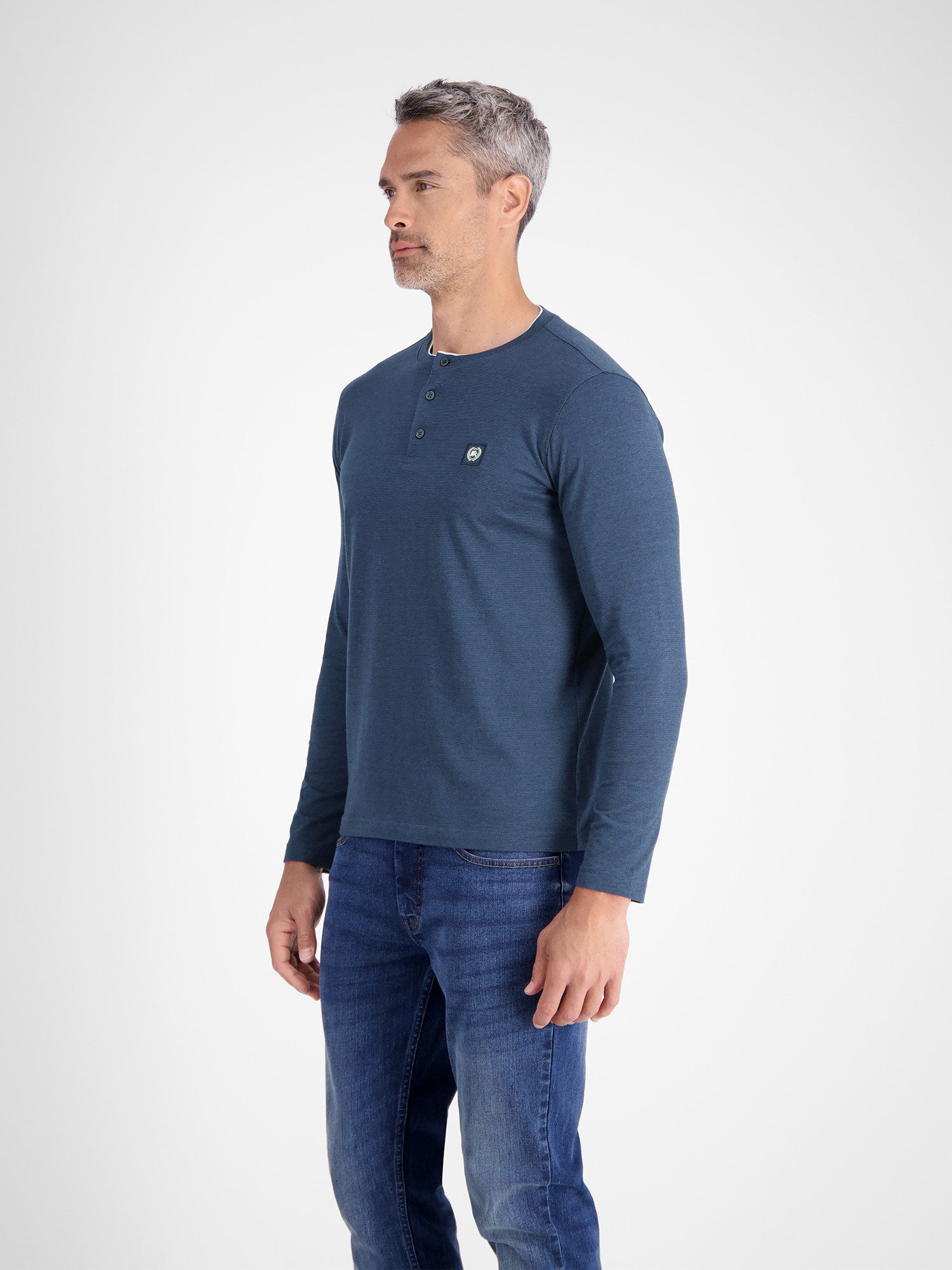LERROS Sweatshirt Serafino-Langarmshirt für Herren
