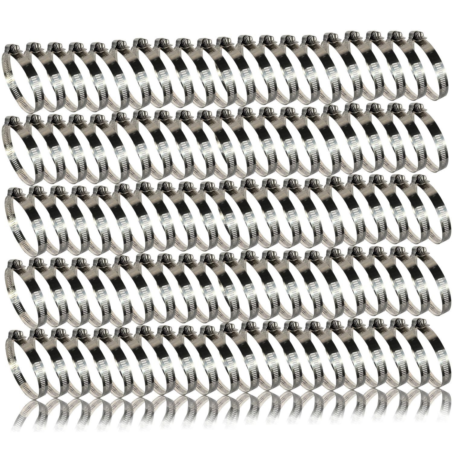 BURI Schlauchschelle 100 Schlauchschellen Edelstahl Schlauch Schellen Rohrschellen 52-76mm, (100-St)
