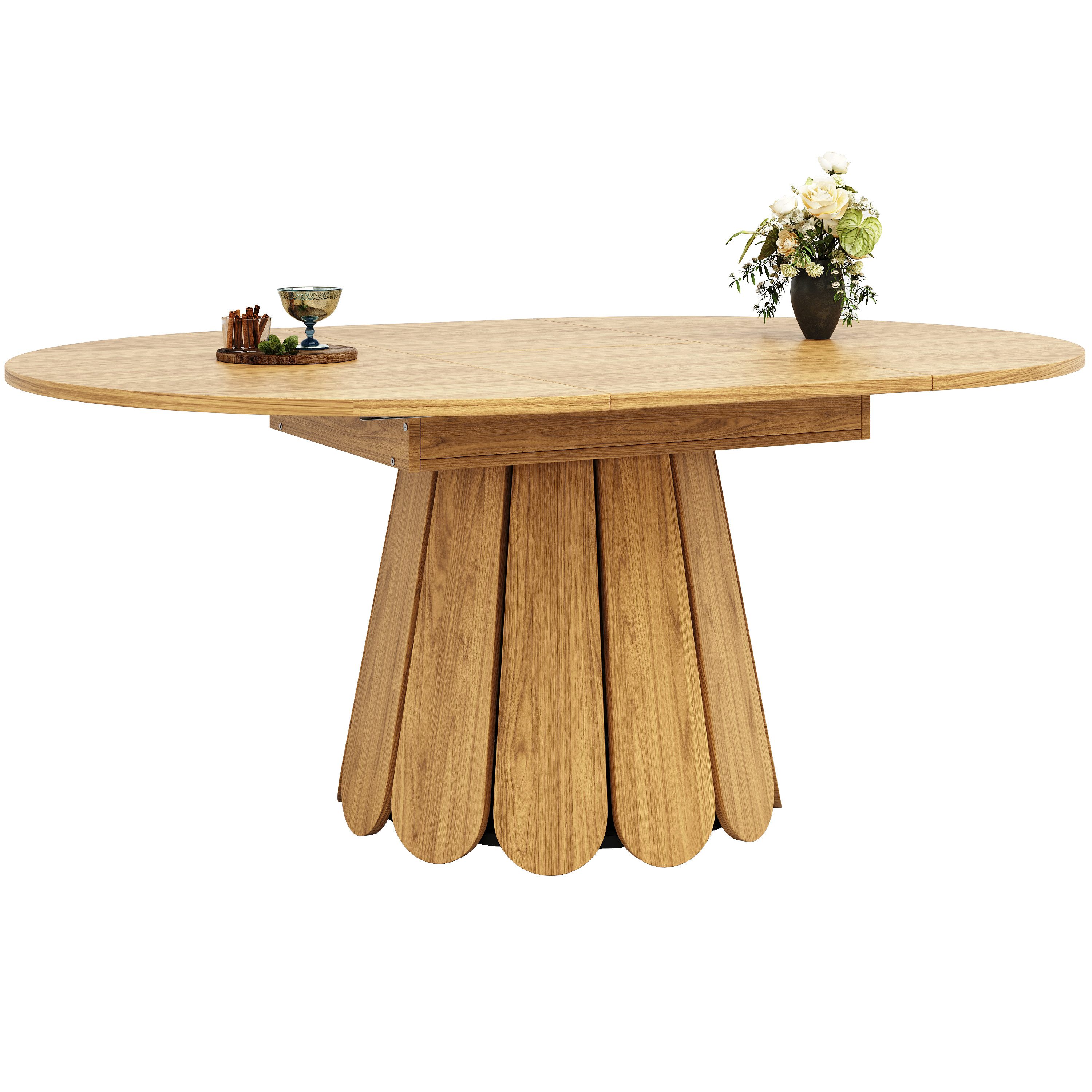 i@home Esstisch Küchentisch,Balkontisch,natur (Packung set, 1 Tisch), runder,ausziehbar zu oval,118-158 cm