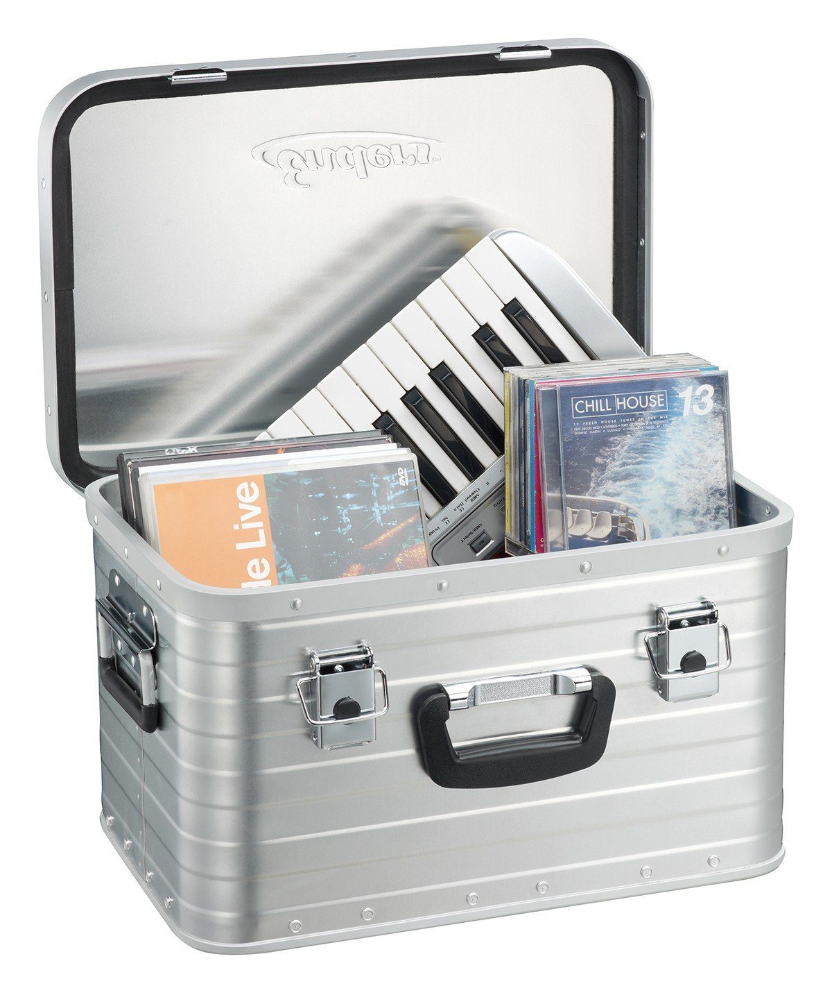 Enders® Aufbewahrungsbox Alubox 29 L +Schloss Set, hochwertig verarbeitet mit Moosgummidichtung, Alukiste Transportbox Lagerbox Alukoffer Metallkiste Alubox