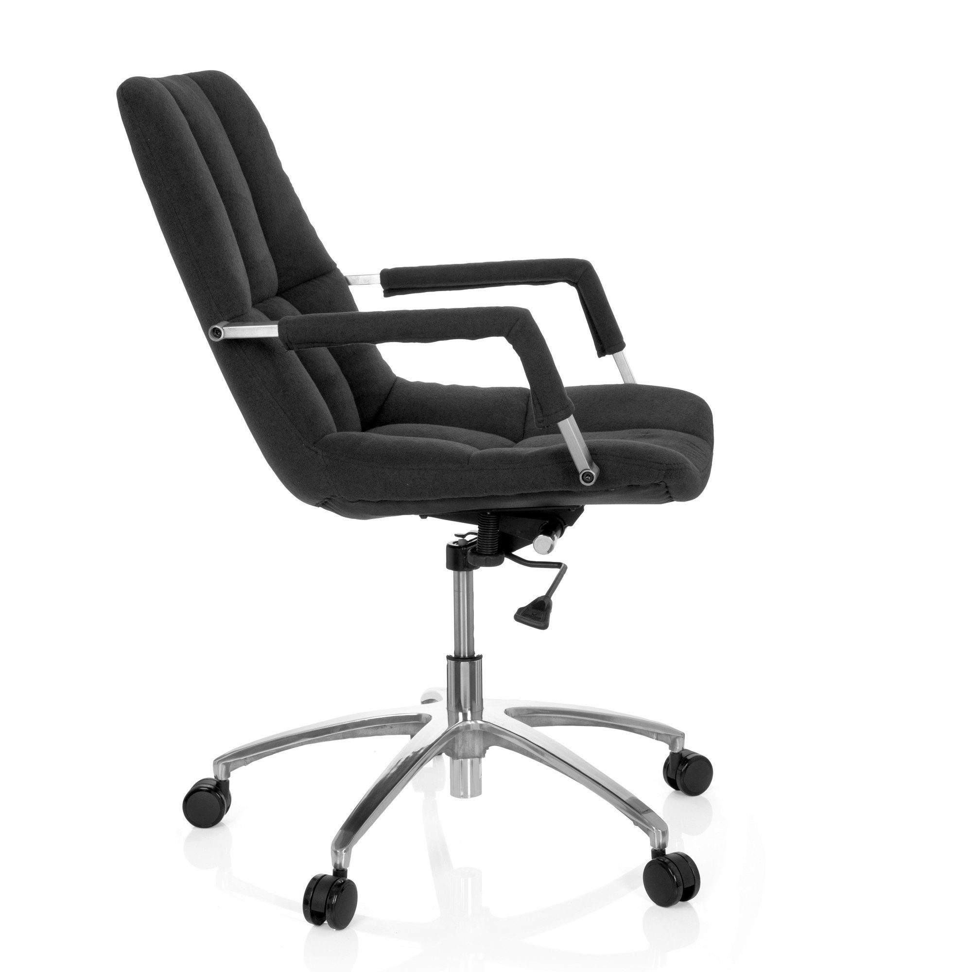 Stoff SARANTO Schreibtischstuhl hjh ergonomisch St), (1 Bürostuhl mit OFFICE Schwarz Armlehnen Office Drehstuhl Home