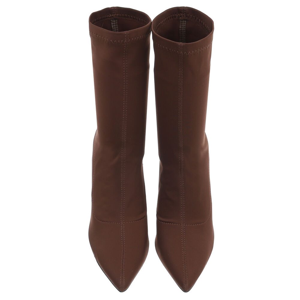 Ital-Design Elegante Blockabsatz-Stiefeletten für Damen, komfortabel und stylish High-Heel-Stiefelette (89929921) Blockabsatz Stiefeletten in Braun – Bild 4 von 5
