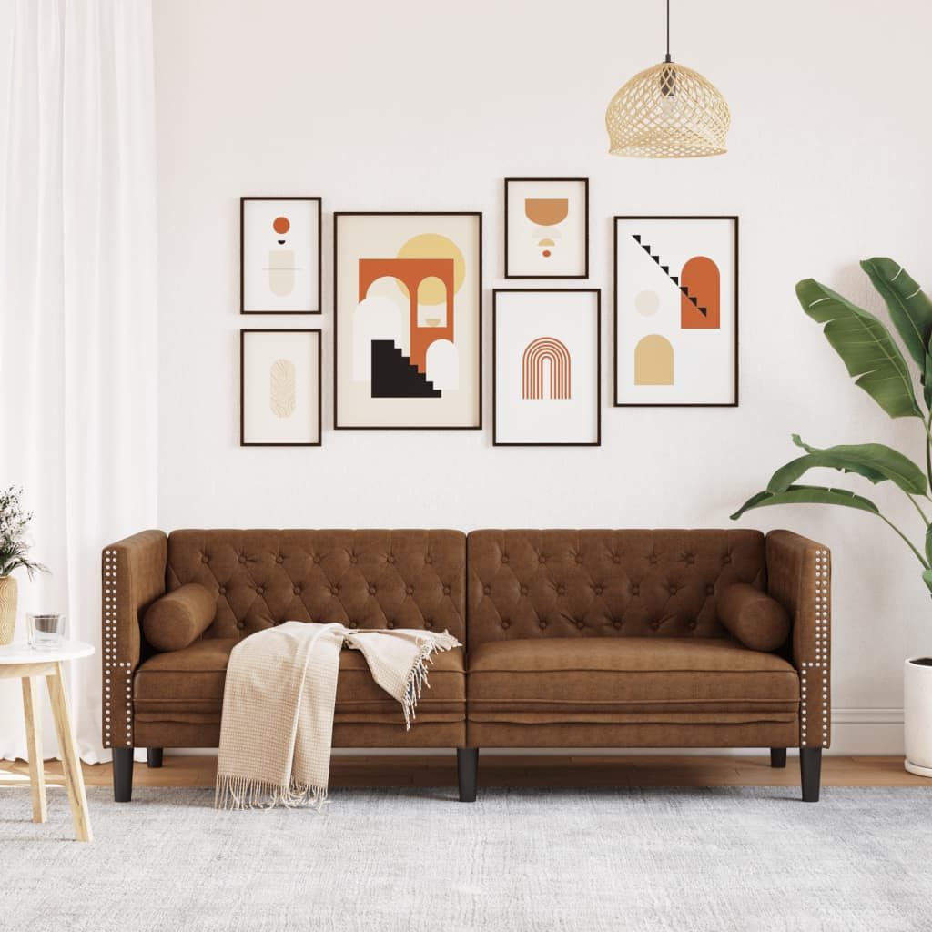 vidaXL Sofa Chesterfield-Sofa 3-Sitzer Braun Kunstleder günstig online kaufen
