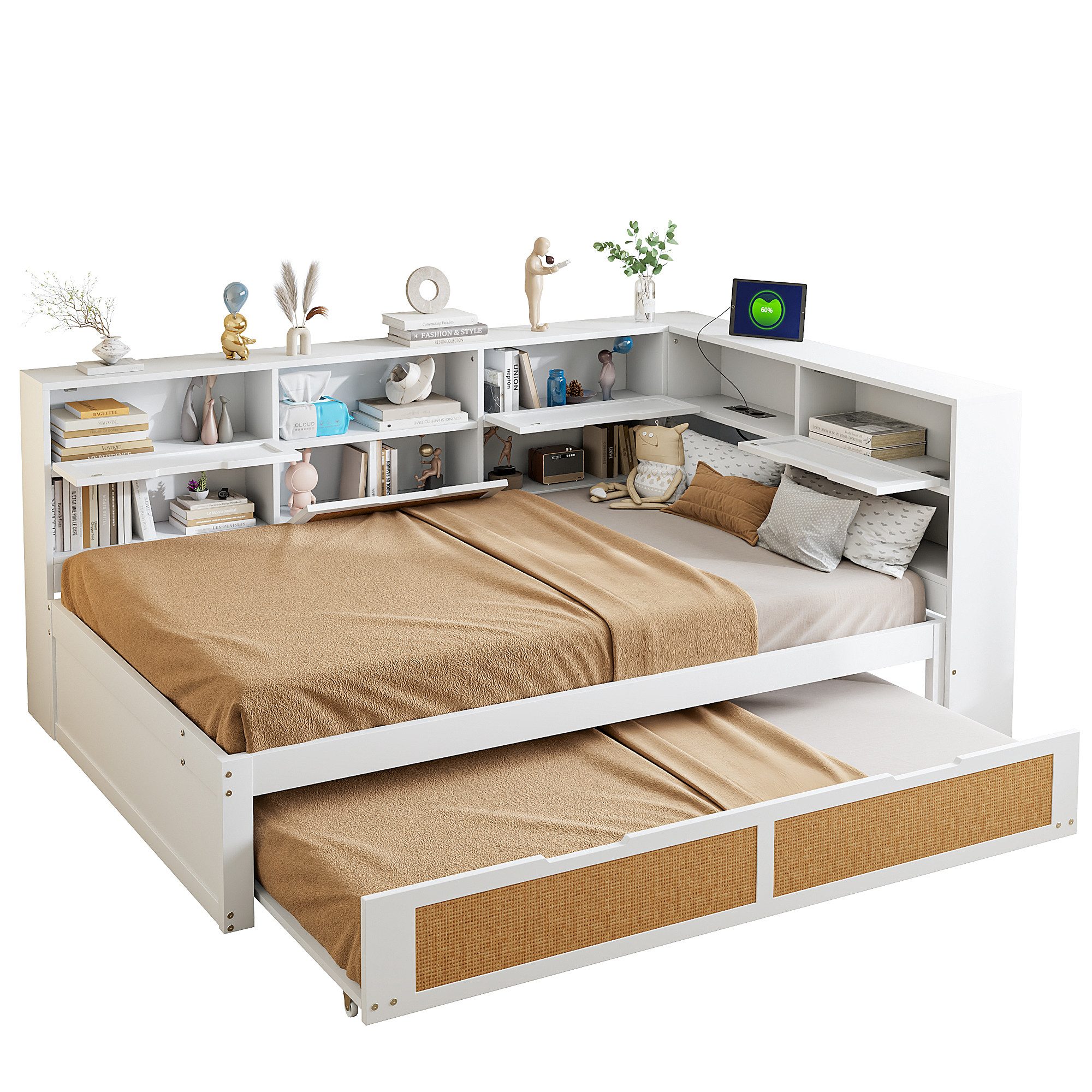 OKWISH Stauraumbett Holzbett Einzelbett Kinderbett mit günstig online kaufen