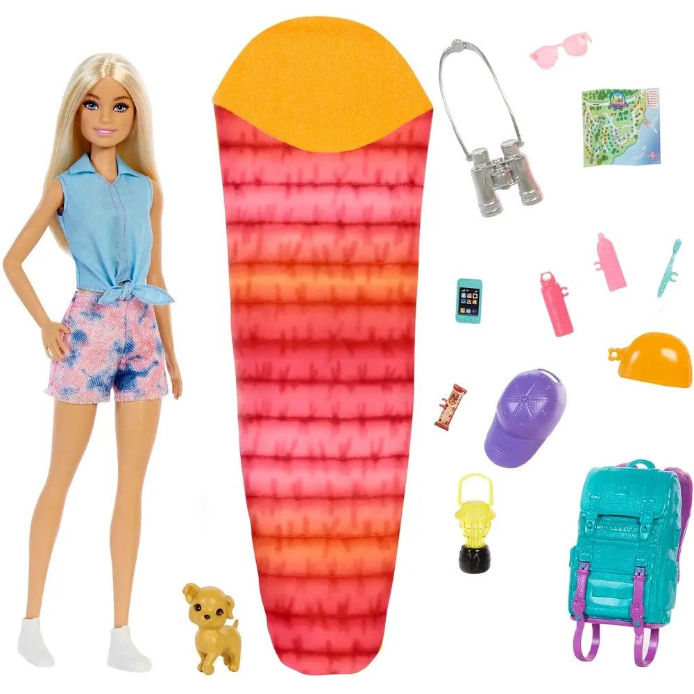 Mattel® Handpuppe Barbie ''It takes two! Camping'' Spielset mit Malibu Puppe, Hündchen u