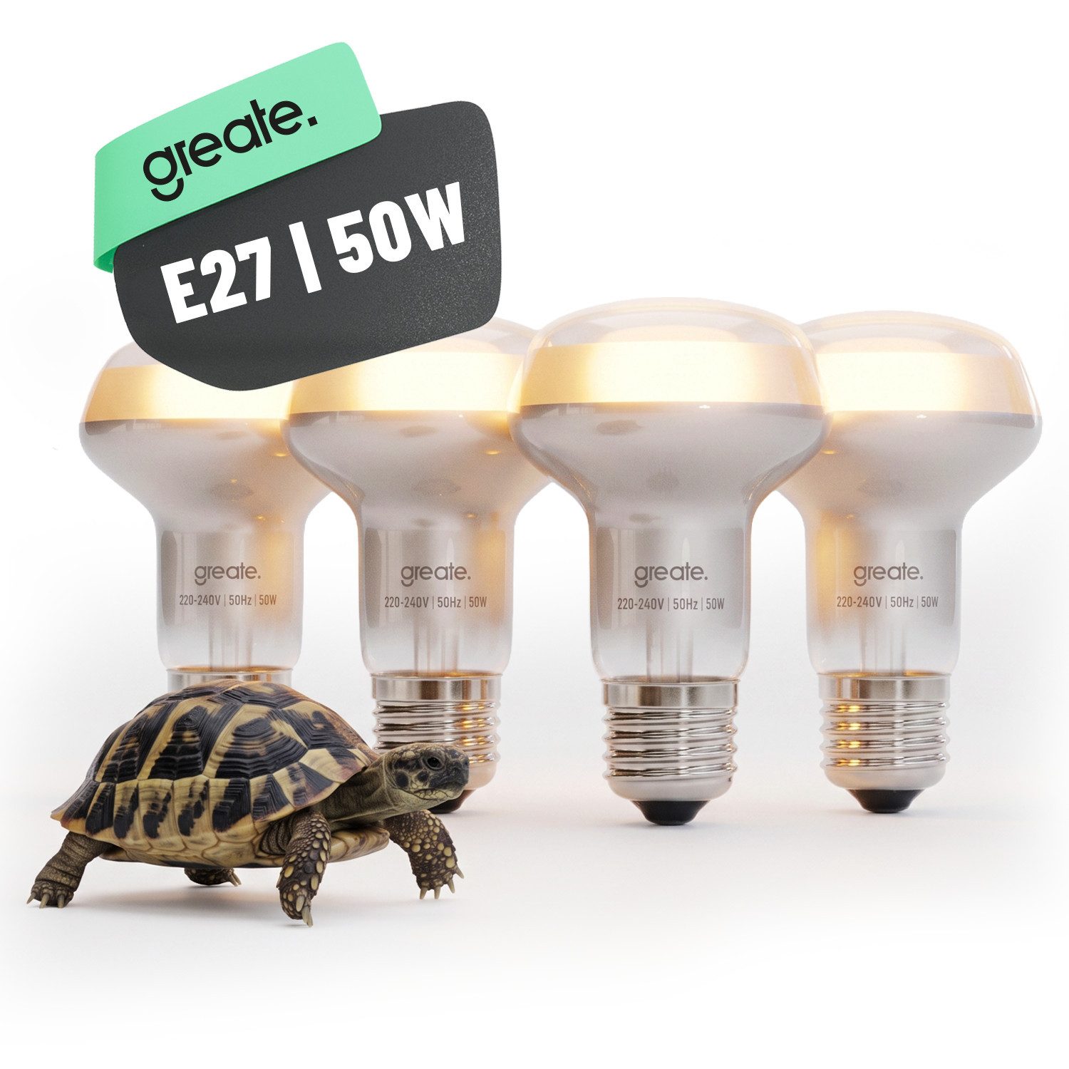 greate. Terrarienleuchte UVA Terrarium Lampe E27 50W - 4er Pack Reptilien Wärmelampe, warmweiß