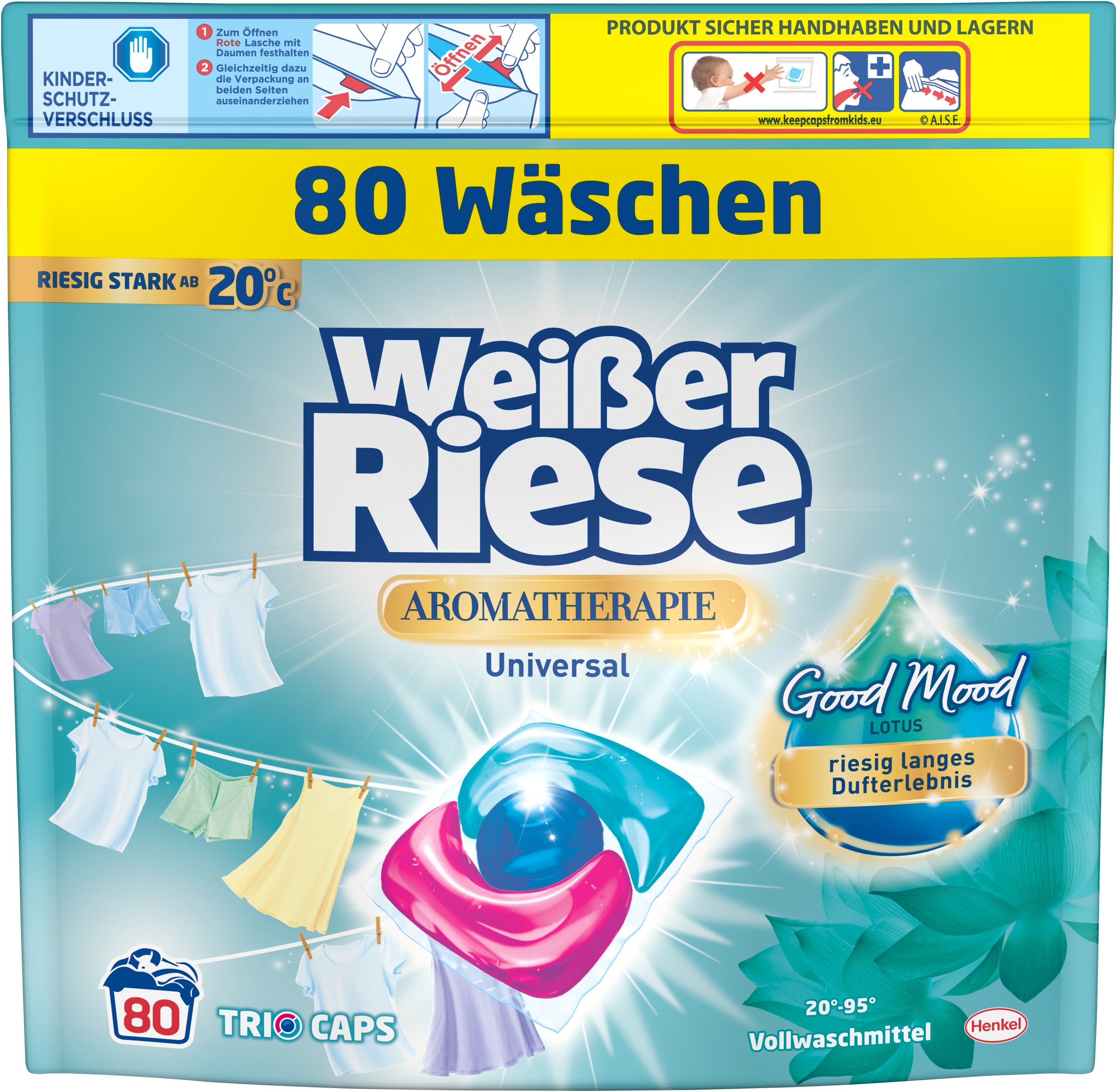Weißer Riese WEISSER RIESE Trio-Caps 80WL Lotus Floral Sensation 960g Vollwaschmittel