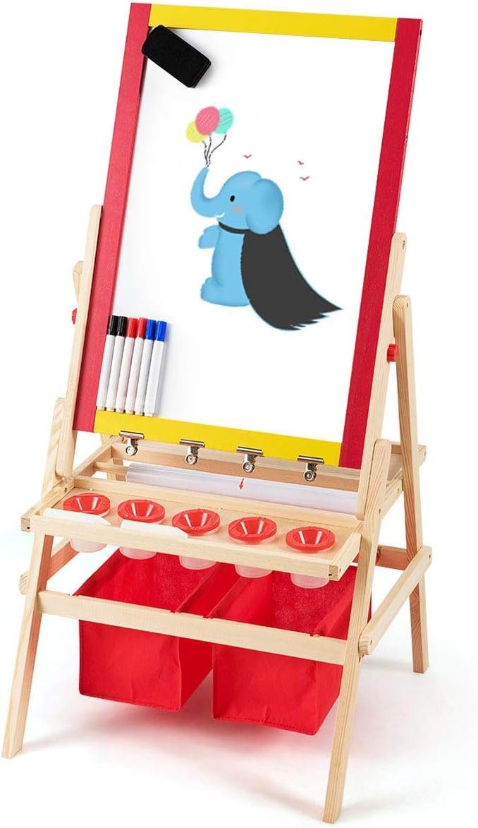 KOMFOTTEU Staffelei Spieltafel, mit verstellbarem Ständer, Für Malen