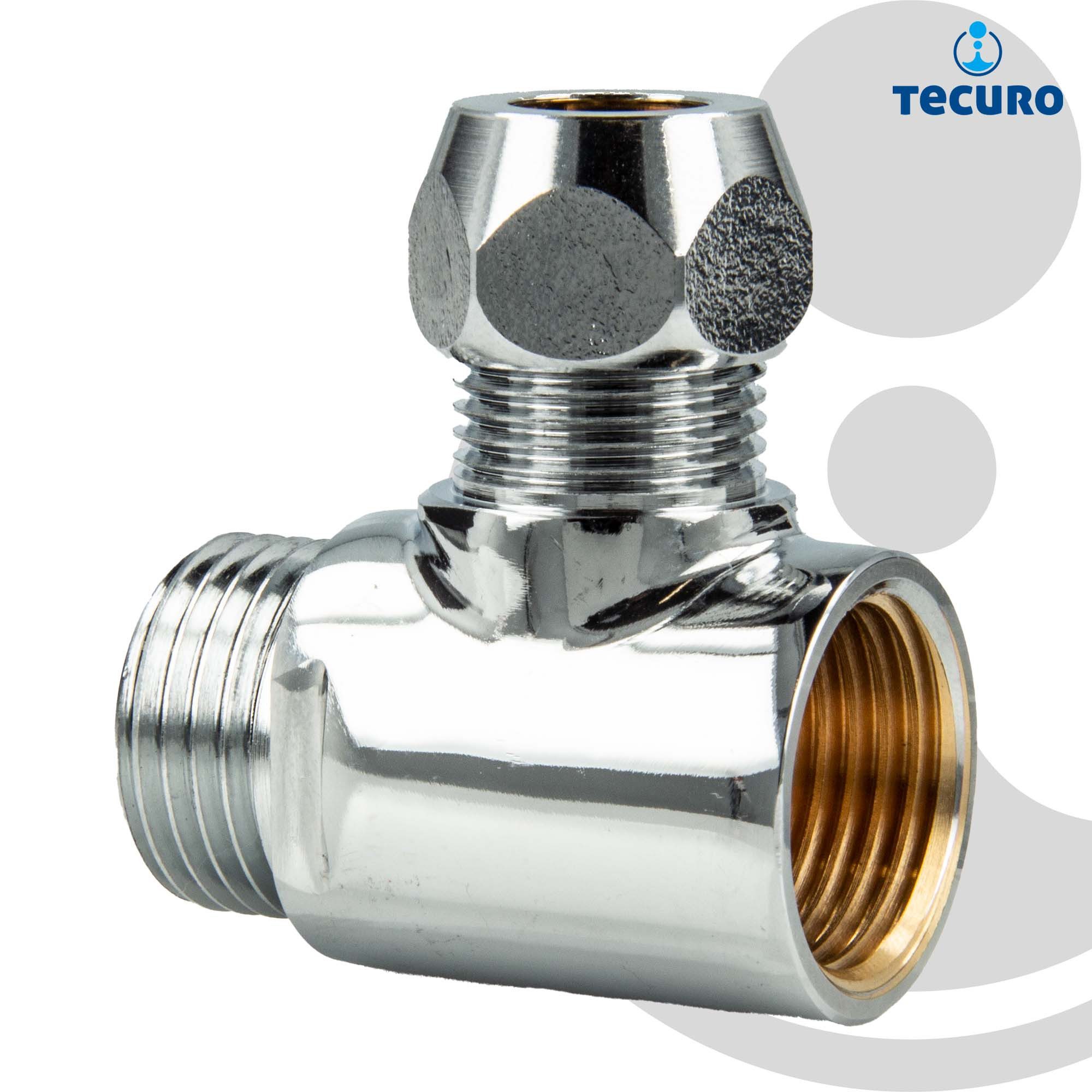 tecuro Gewindefitting 2-Wege Verteiler T-Stück 1/2 IG x Ø 10 mm Quetsche x 1/2 AG