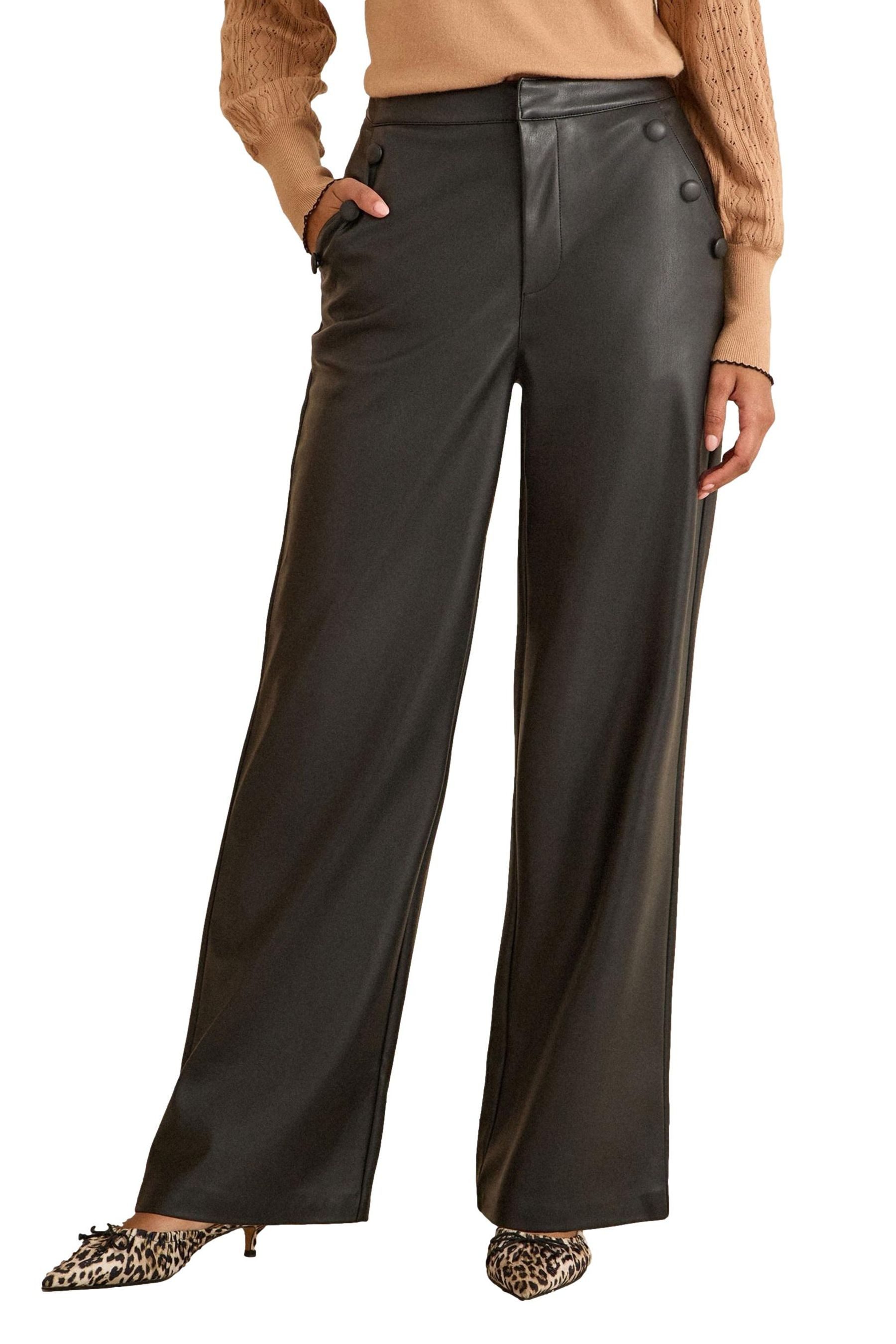 Lederhose Love & Roses Weite Hose aus Kunstleder