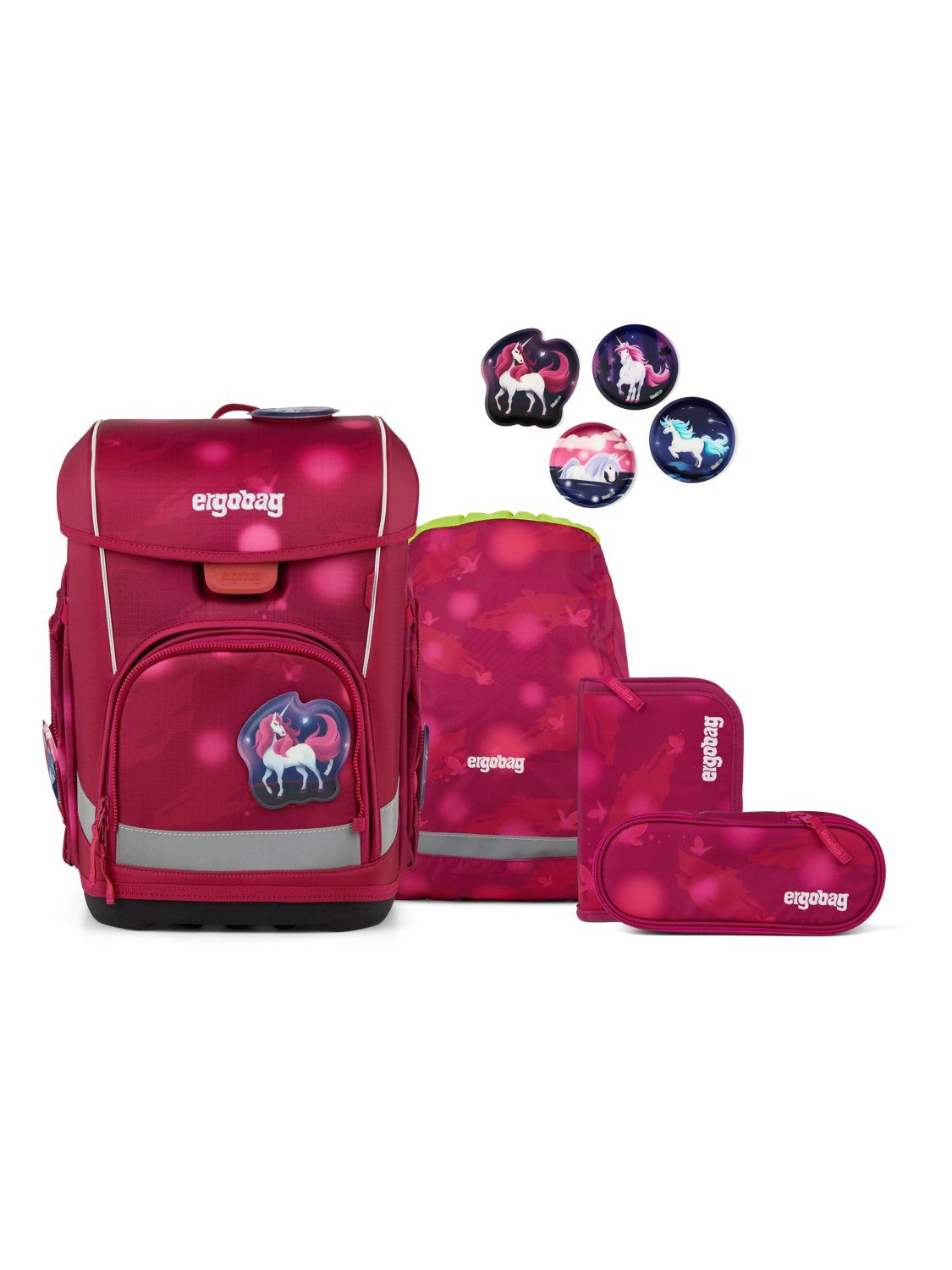 ergobag Schulranzen cubo light Set (5-tlg., 5-teiliges Set), wiegt nur 780g